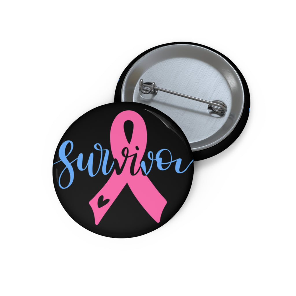 Survivor Pink Ribbon Pin Button — Breast Cancer Awareness Lapel Pin