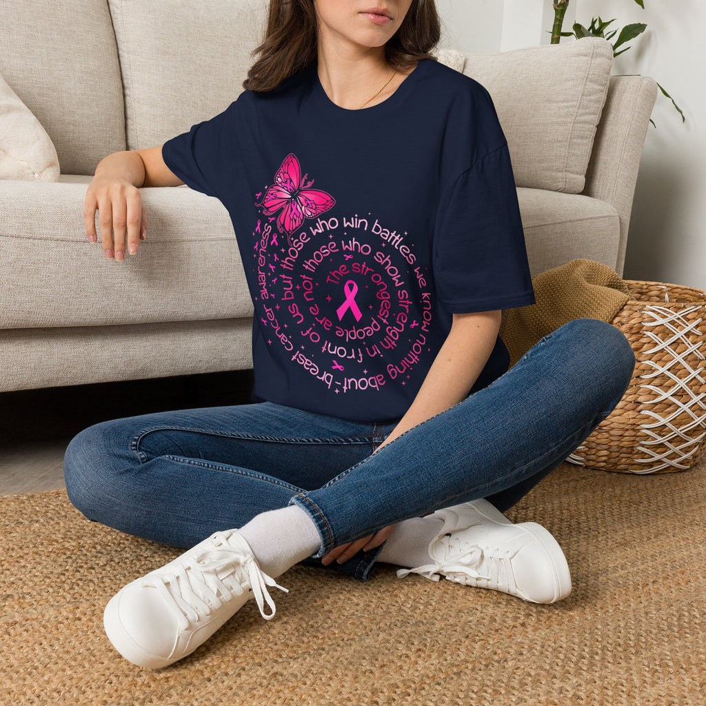 Breast Cancer Awareness Butterfly T-Shirt — Pink Ribbon Survivor Support Tee