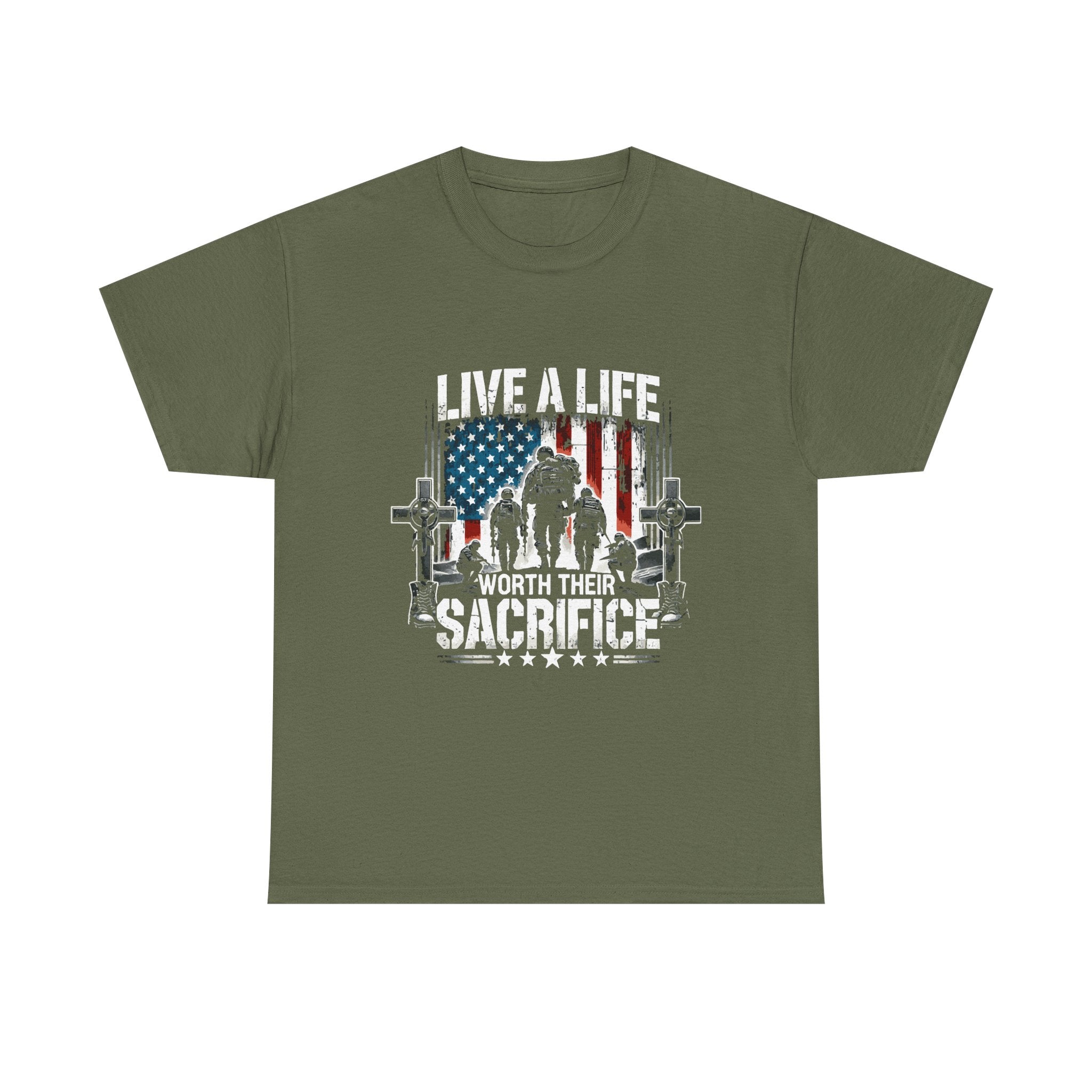 Veteran Tribute T-Shirt — "Live a Life Worth Their Sacrifice" Patriotic Tee