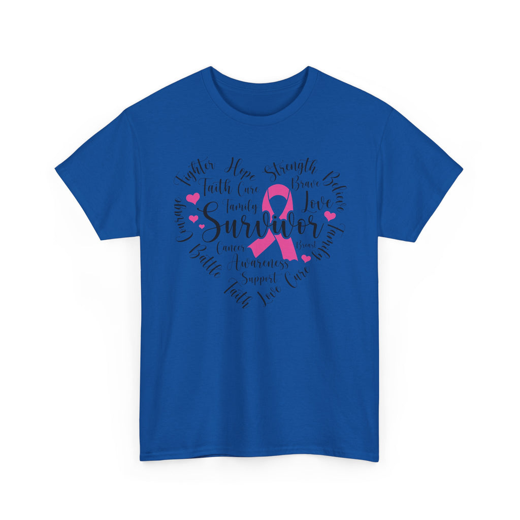 Breast Cancer Survivor Heart T-Shirt – Pink Ribbon Strength Tee
