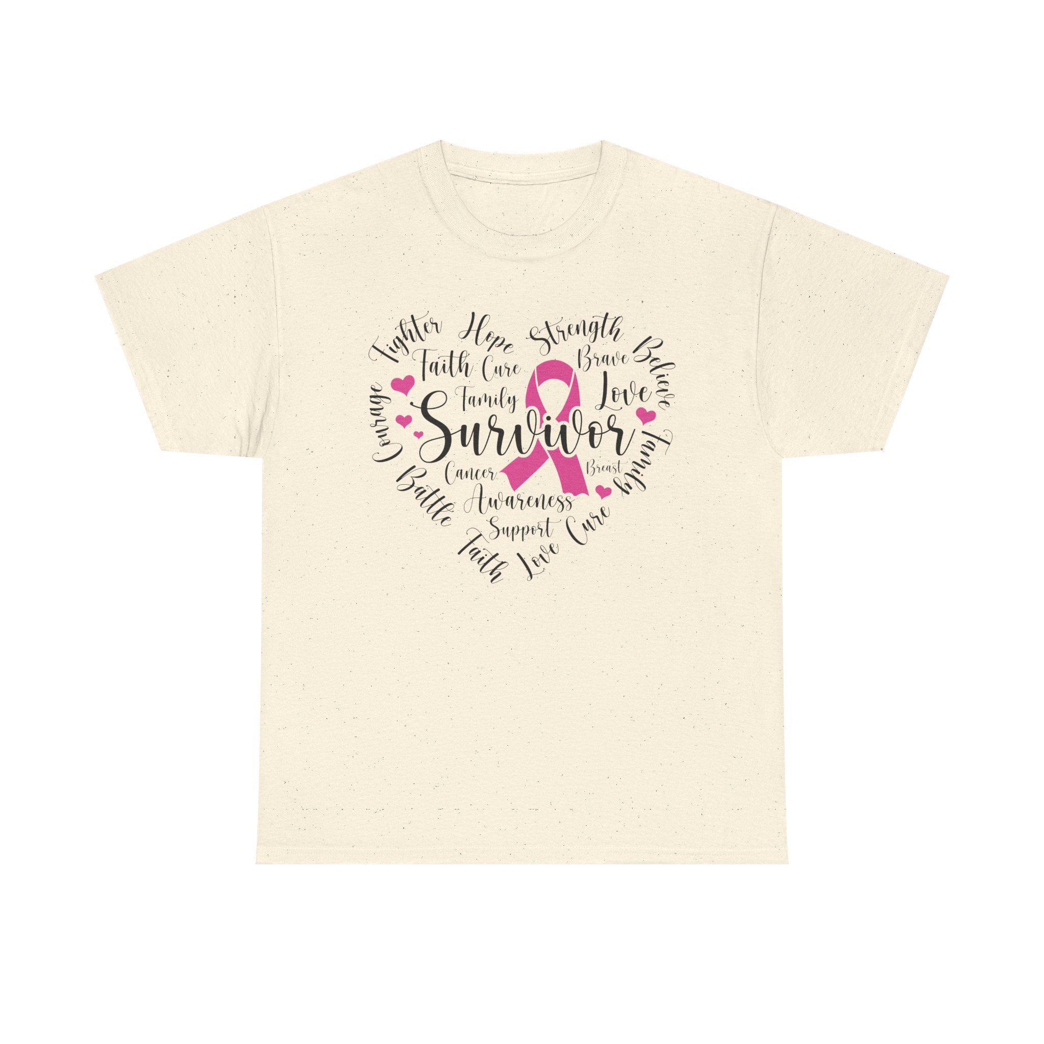 Breast Cancer Survivor Heart T-Shirt – Pink Ribbon Strength Tee