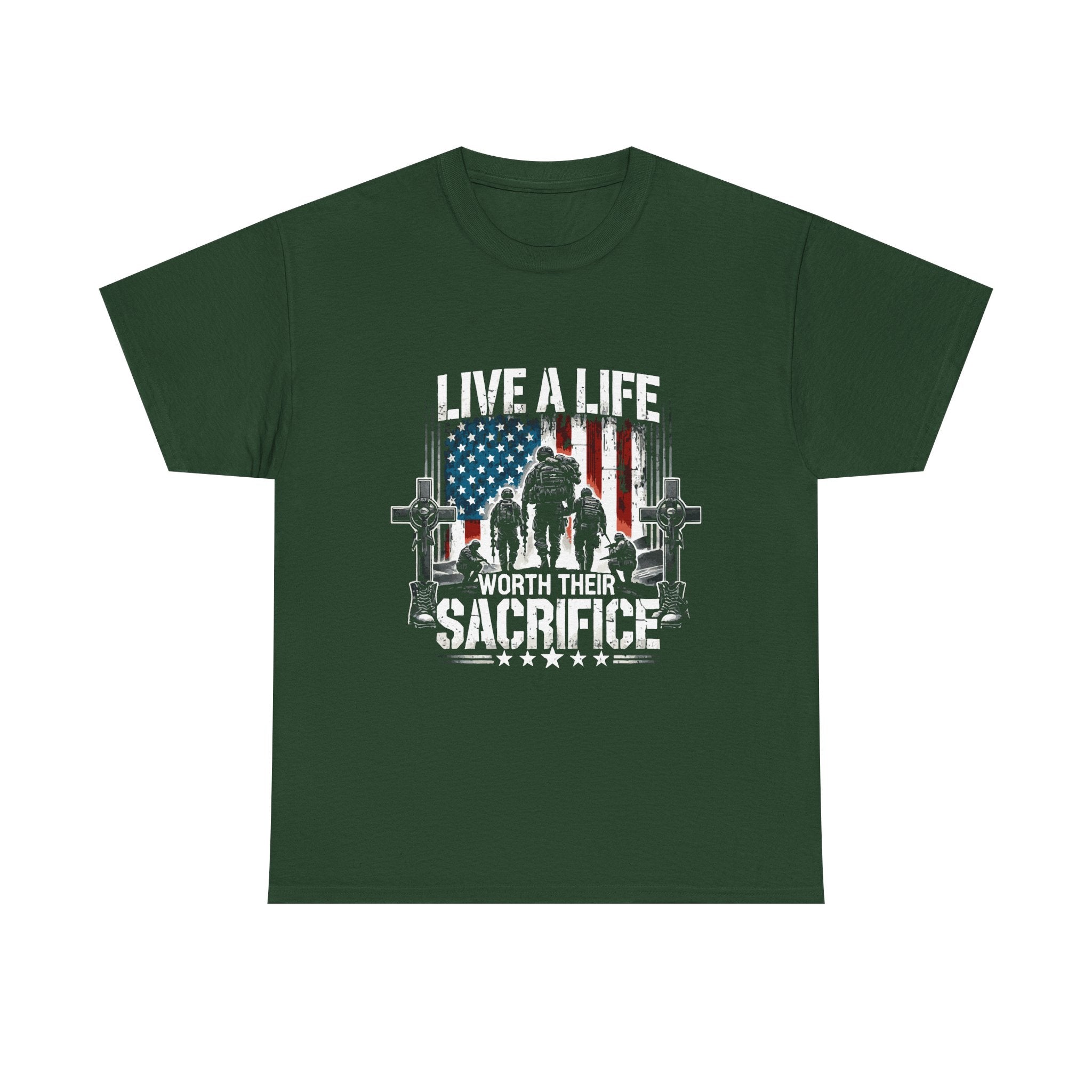 Veteran Tribute T-Shirt — "Live a Life Worth Their Sacrifice" Patriotic Tee