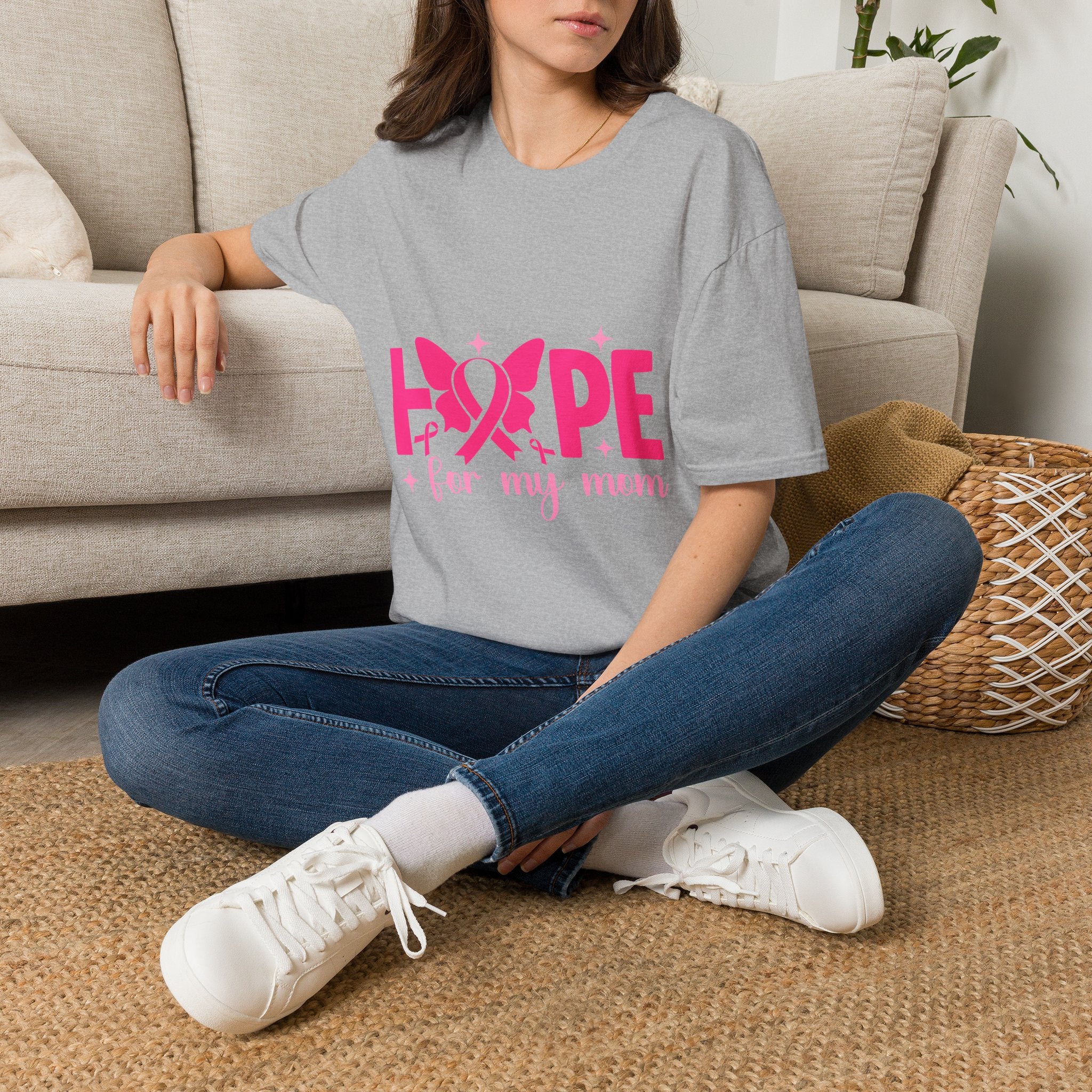 Hope Butterfly Breast Cancer Awareness T-Shirt — “Hope for my mom” Pink Ribbon Tee