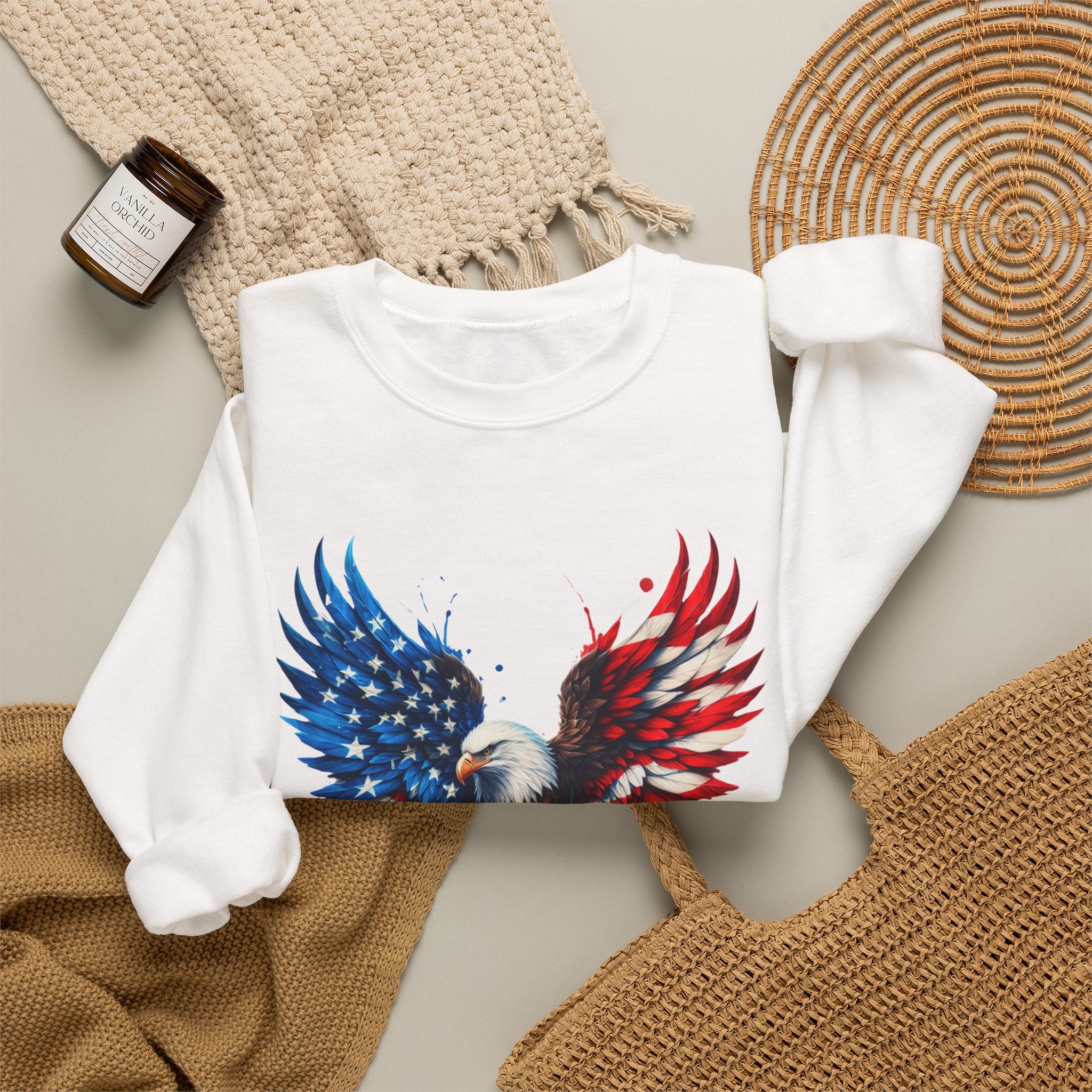 American Flag Bald Eagle Crewneck Sweatshirt USA