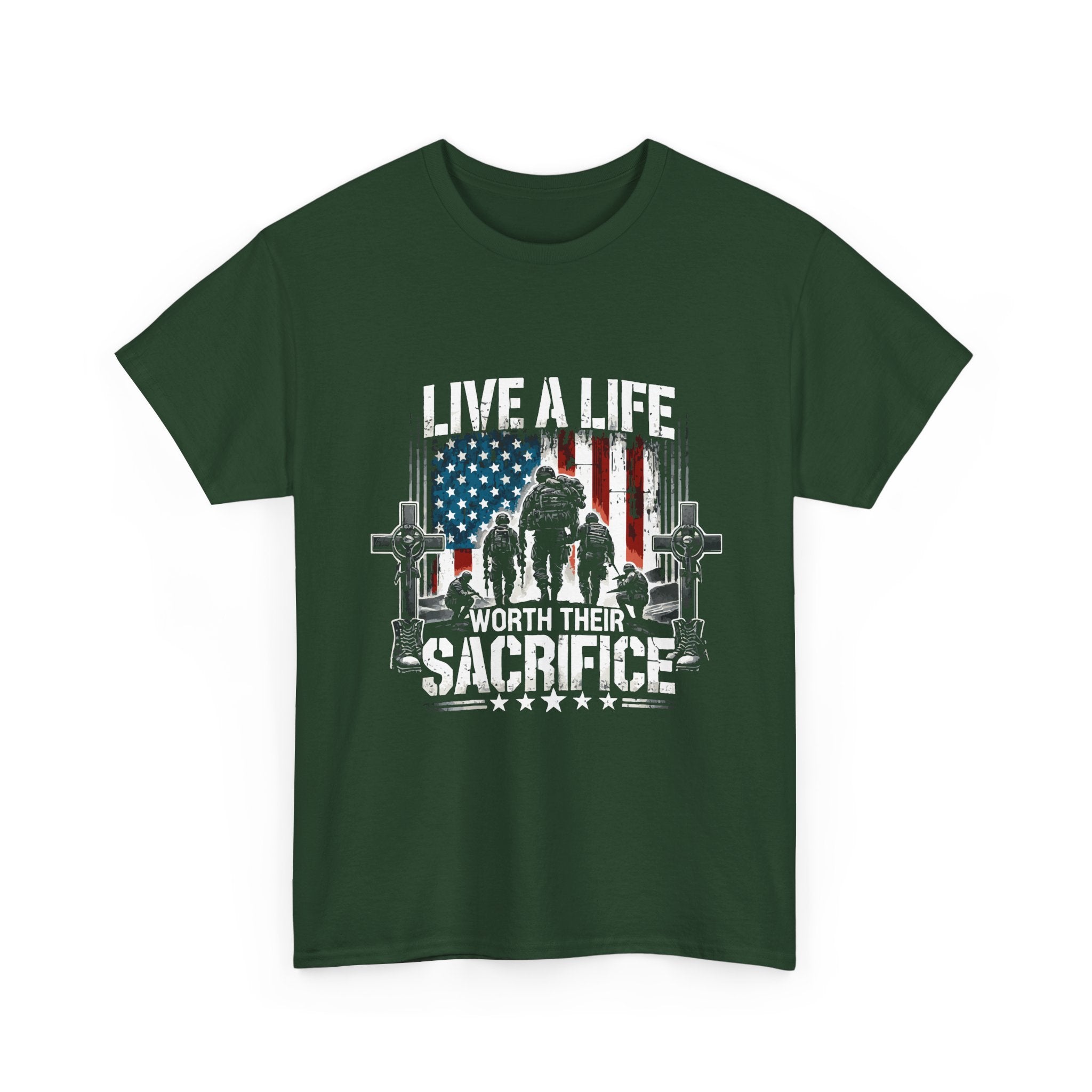 Veteran Tribute T-Shirt — "Live a Life Worth Their Sacrifice" Patriotic Tee