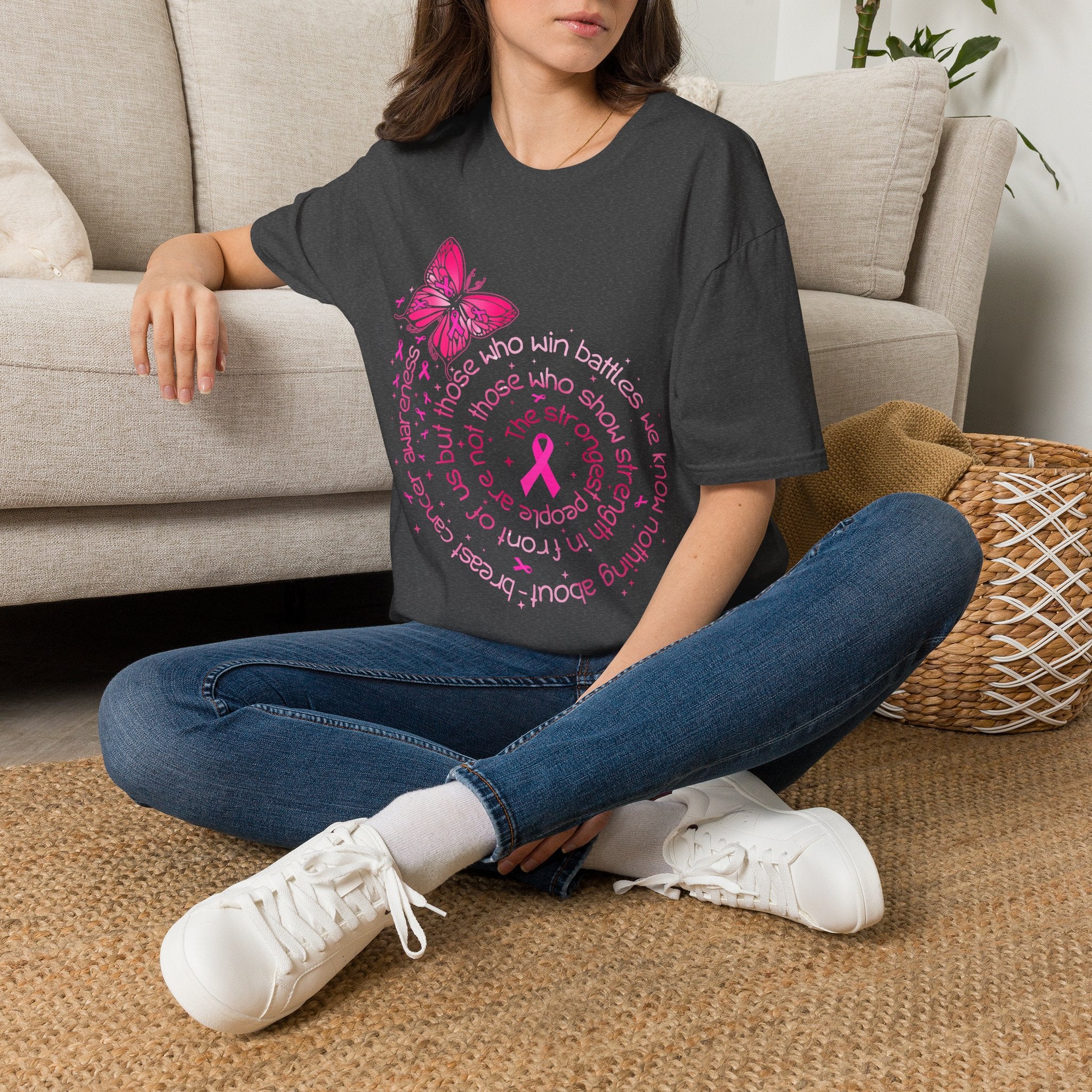 Breast Cancer Awareness Butterfly T-Shirt — Pink Ribbon Survivor Support Tee