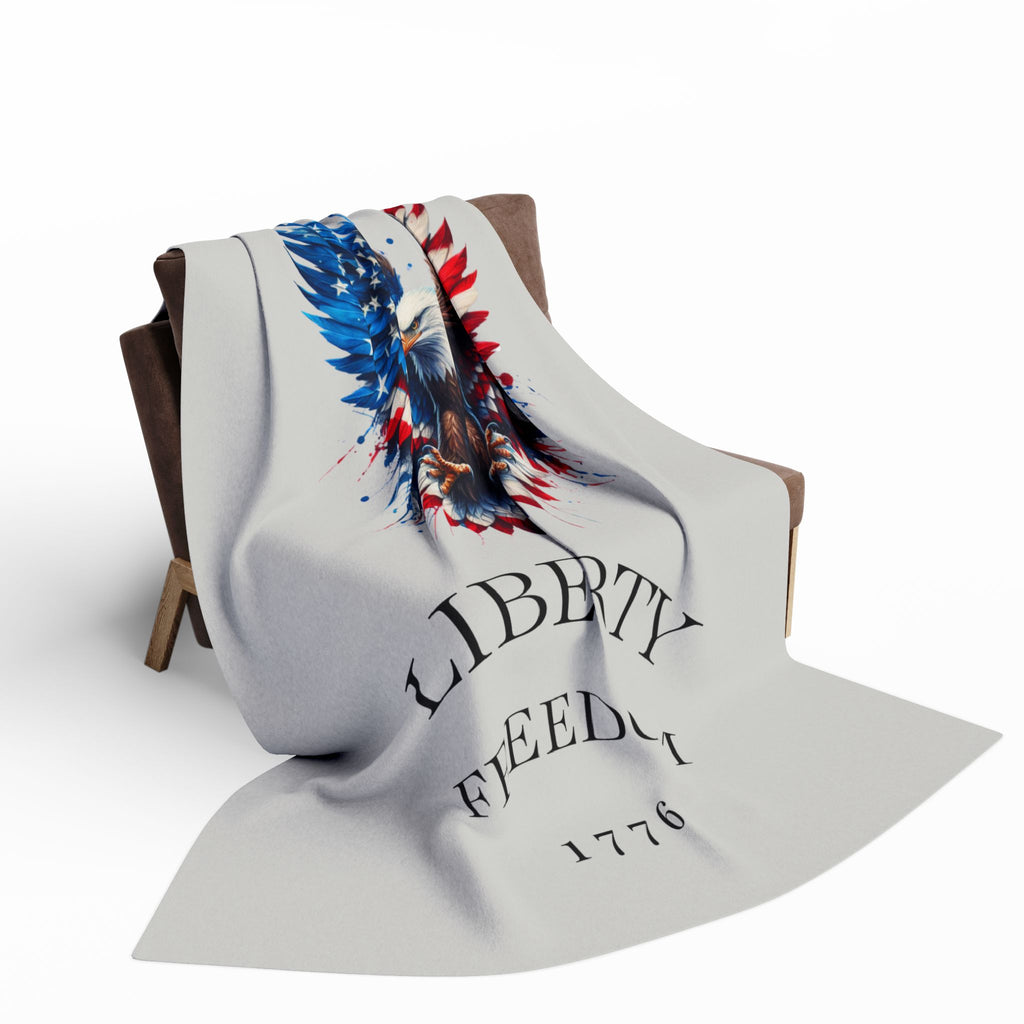 Liberty Freedom 1776 Arctic Fleece Blanket — American Flag Bald Eagle Throw