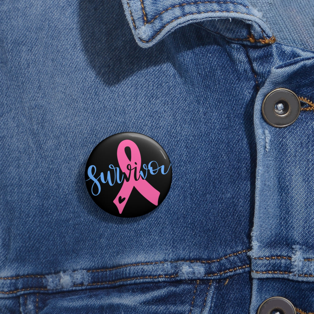 Survivor Pink Ribbon Pin Button — Breast Cancer Awareness Lapel Pin
