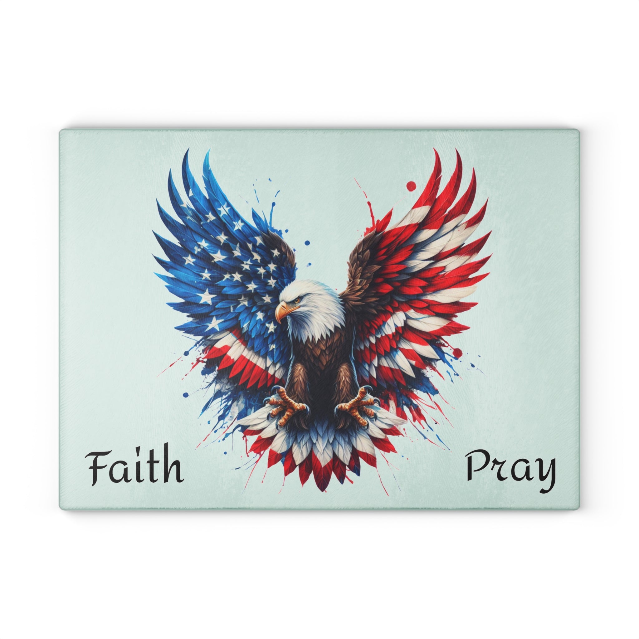 Patriotic Bald Eagle Glass Cutting Board – American Flag Kitchen Prep Board