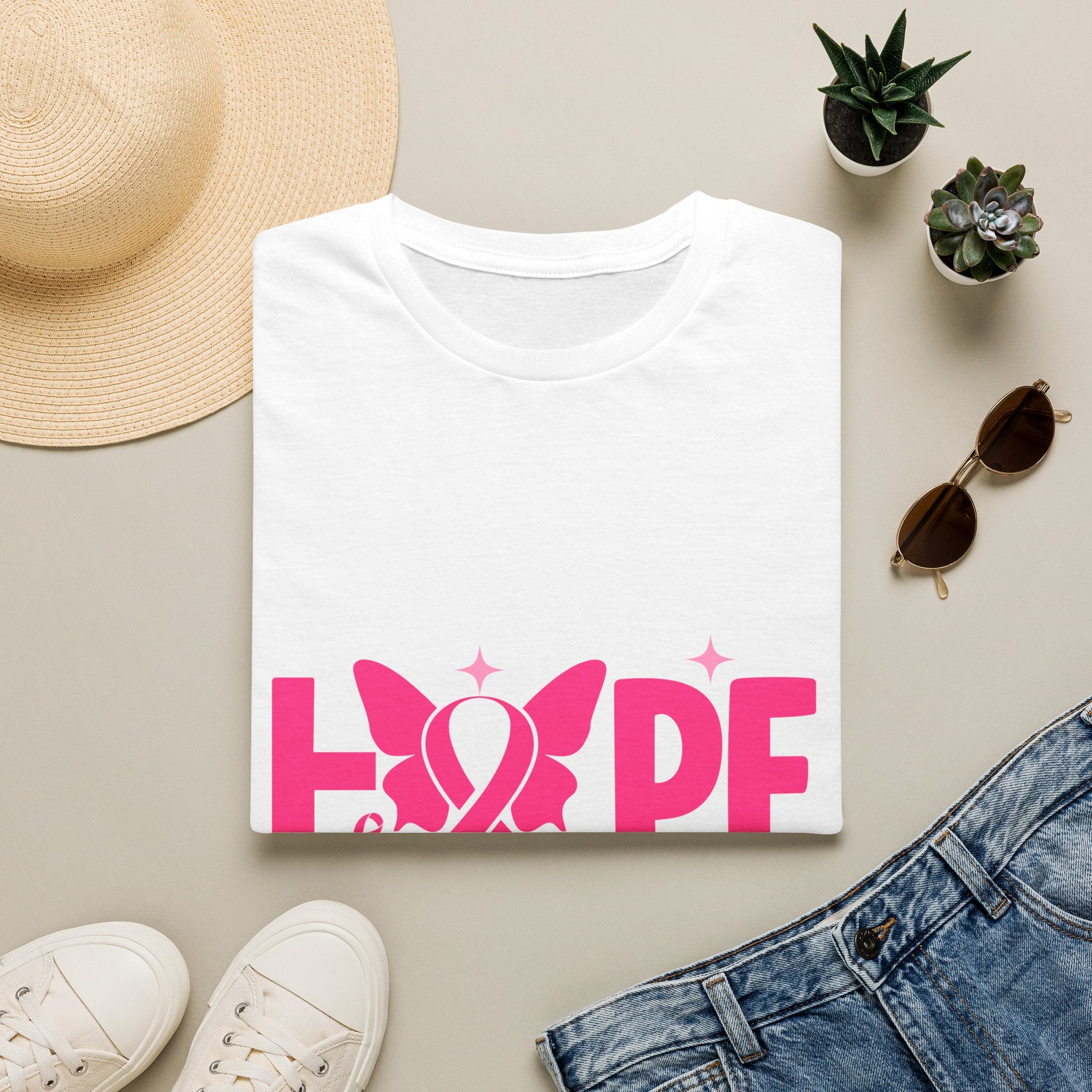 Hope Butterfly Breast Cancer Awareness T-Shirt — “Hope for my mom” Pink Ribbon Tee