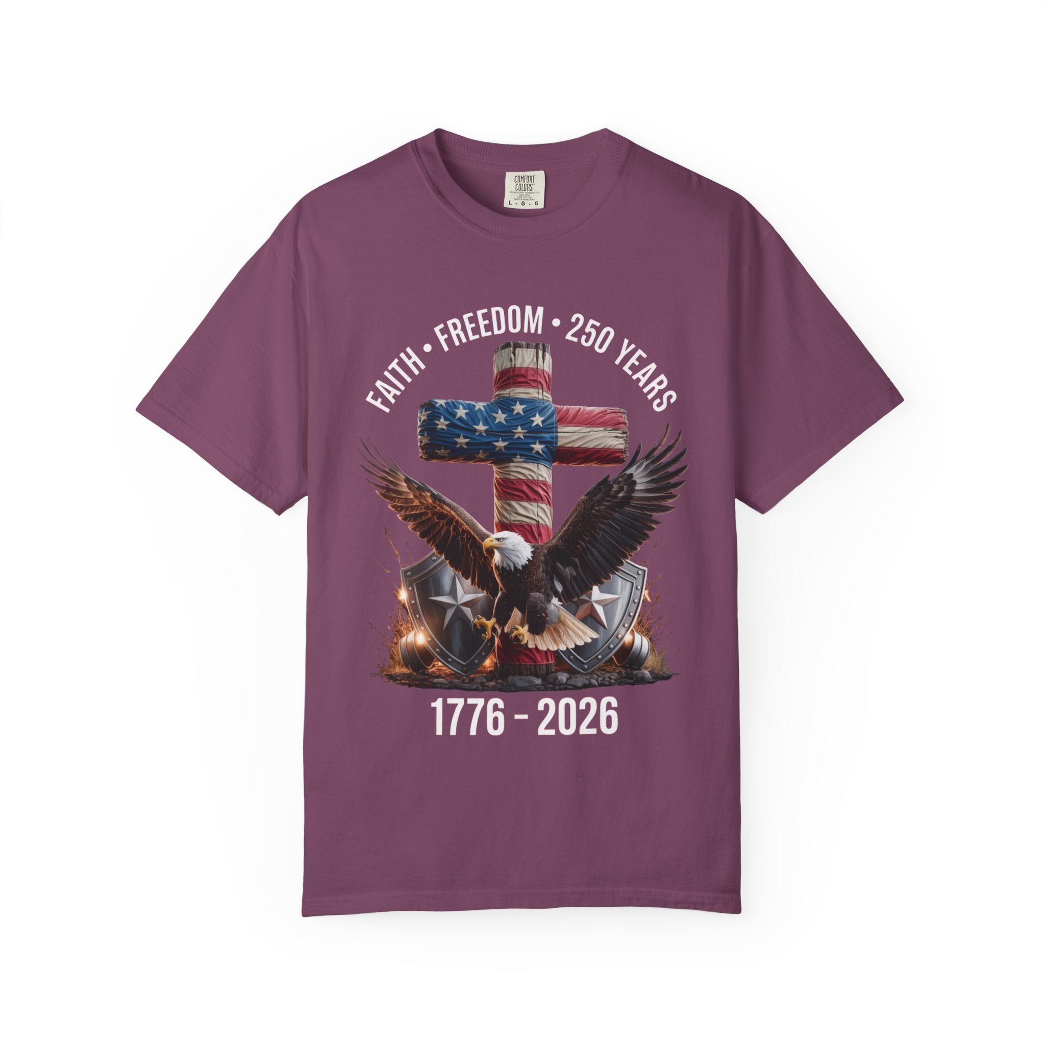 Unisex Garment-Dyed T-shirt Faith Freedom America USA Patriotic