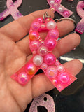 Breast Cancer Awareness Ribbon Resin Keychain
