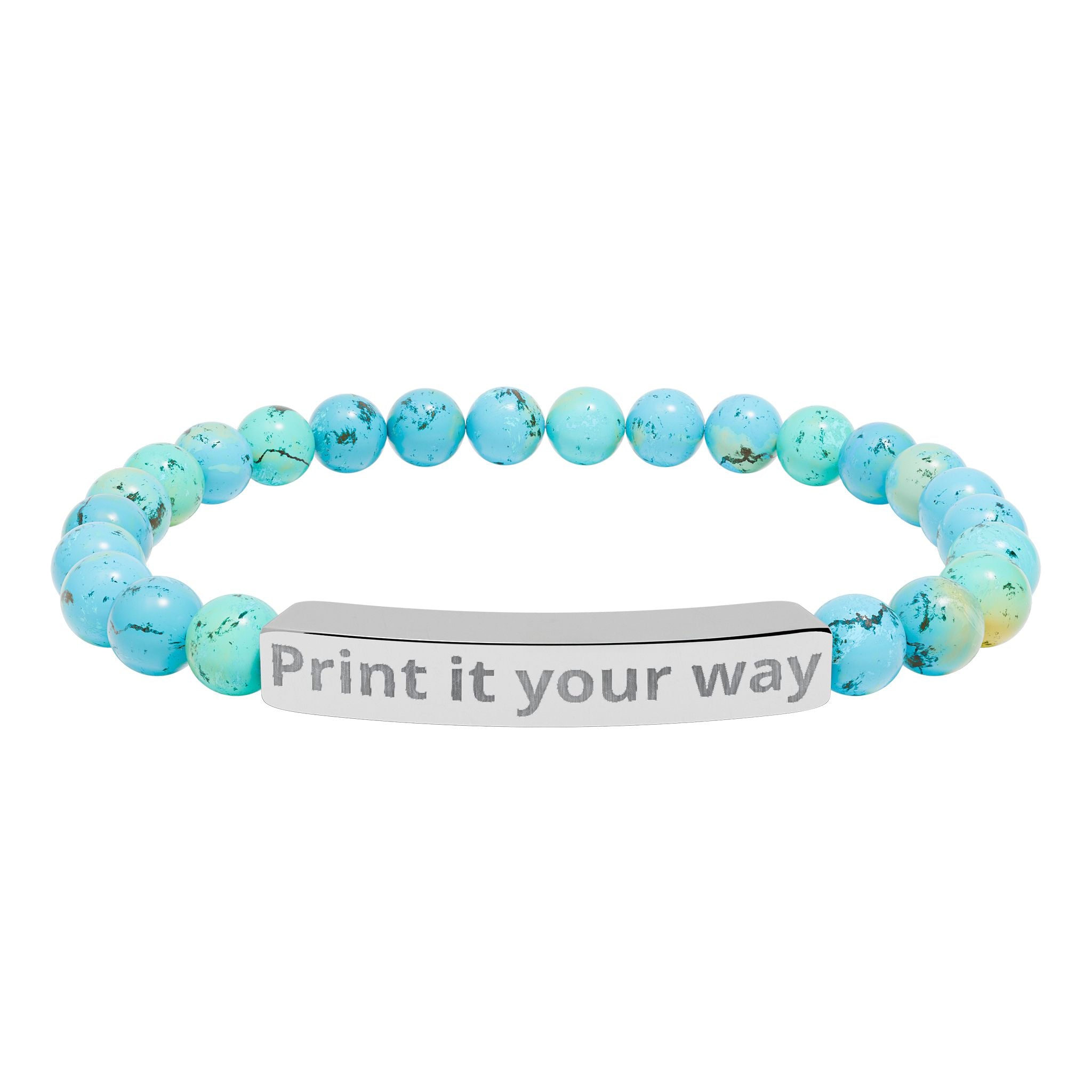 Engravable Natural Stone Stretch Bracelet — Customizable Bar Bead Bracelet
