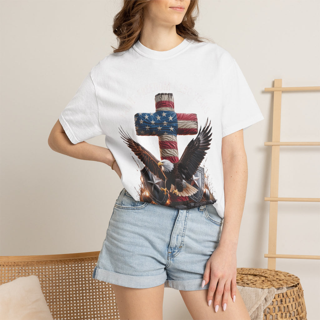 Unisex Garment-Dyed T-shirt Faith Freedom America USA Patriotic