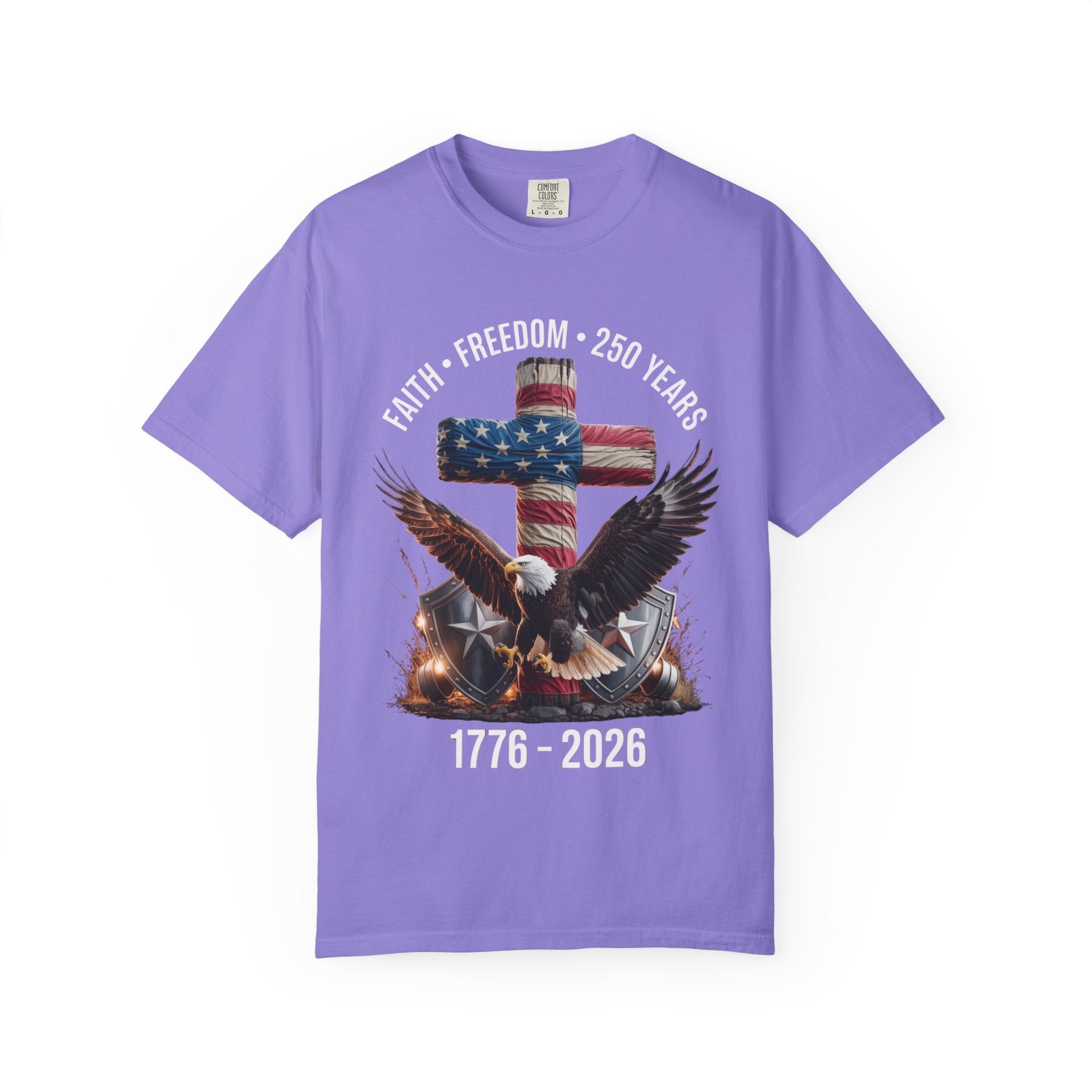 Unisex Garment-Dyed T-shirt Faith Freedom America USA Patriotic