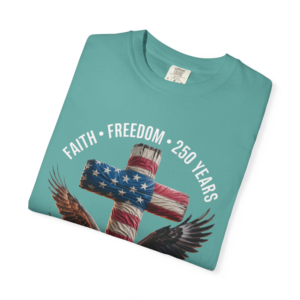 Unisex Garment-Dyed T-shirt Faith Freedom America USA Patriotic