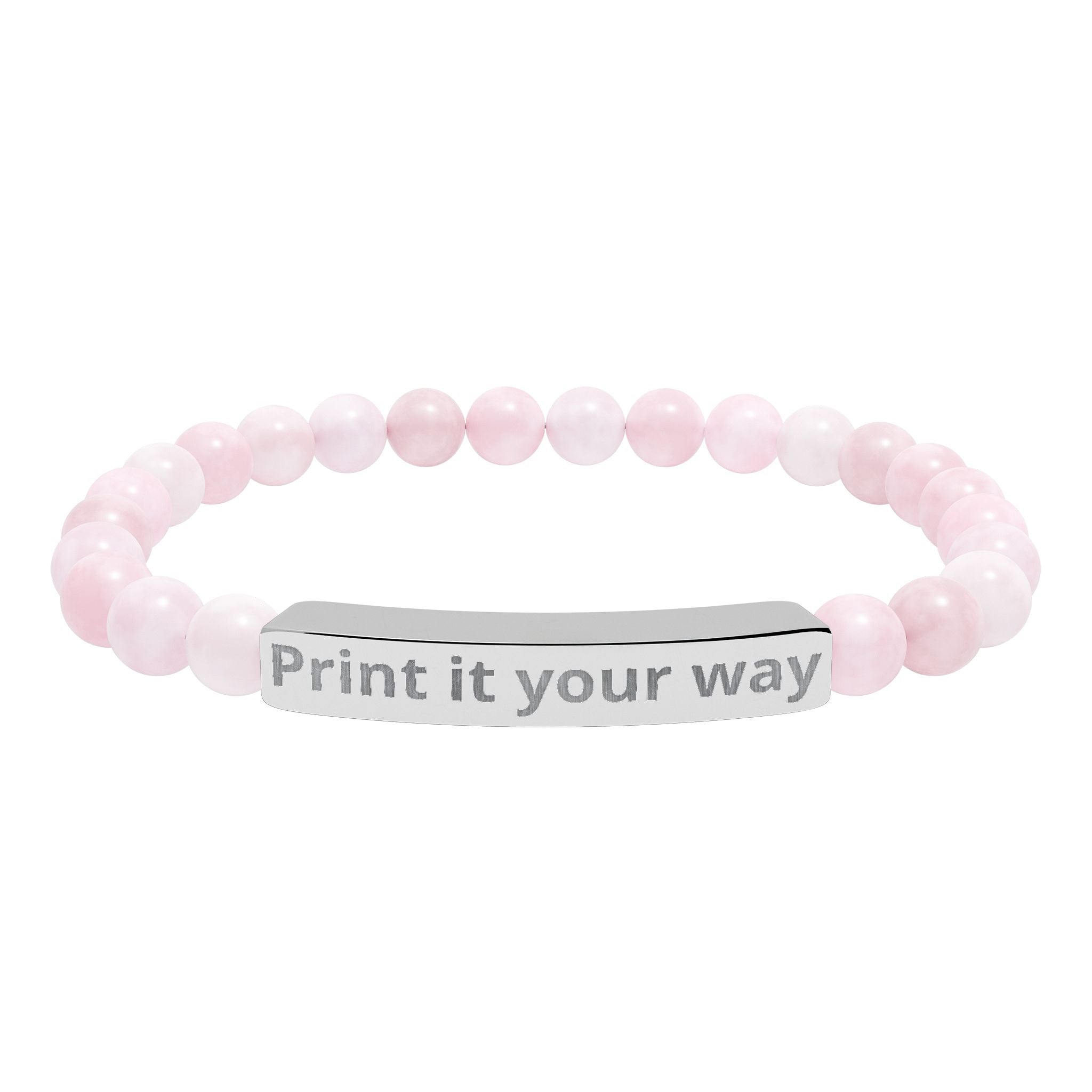 Engravable Natural Stone Stretch Bracelet — Customizable Bar Bead Bracelet