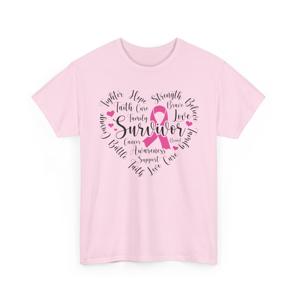 Breast Cancer Survivor Heart T-Shirt – Pink Ribbon Strength Tee