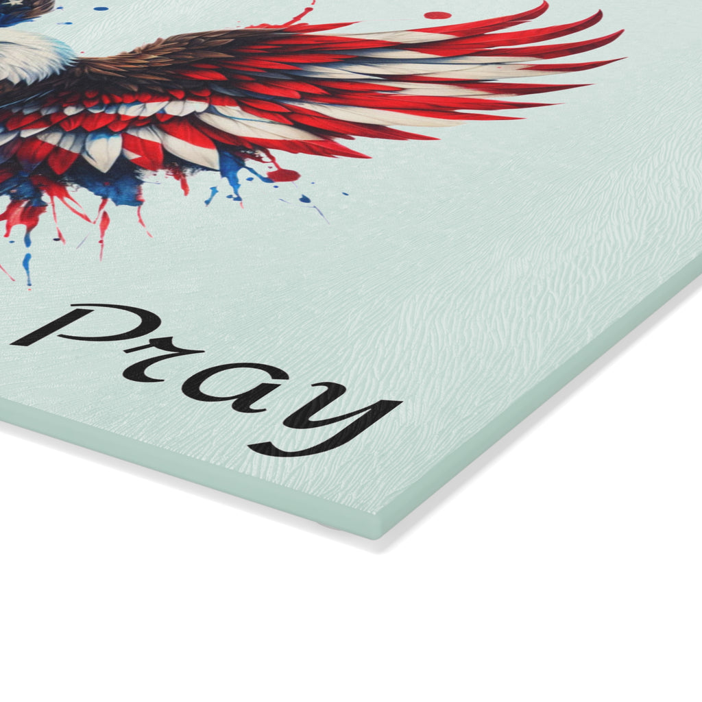 Patriotic Bald Eagle Glass Cutting Board – American Flag Kitchen Prep Board
