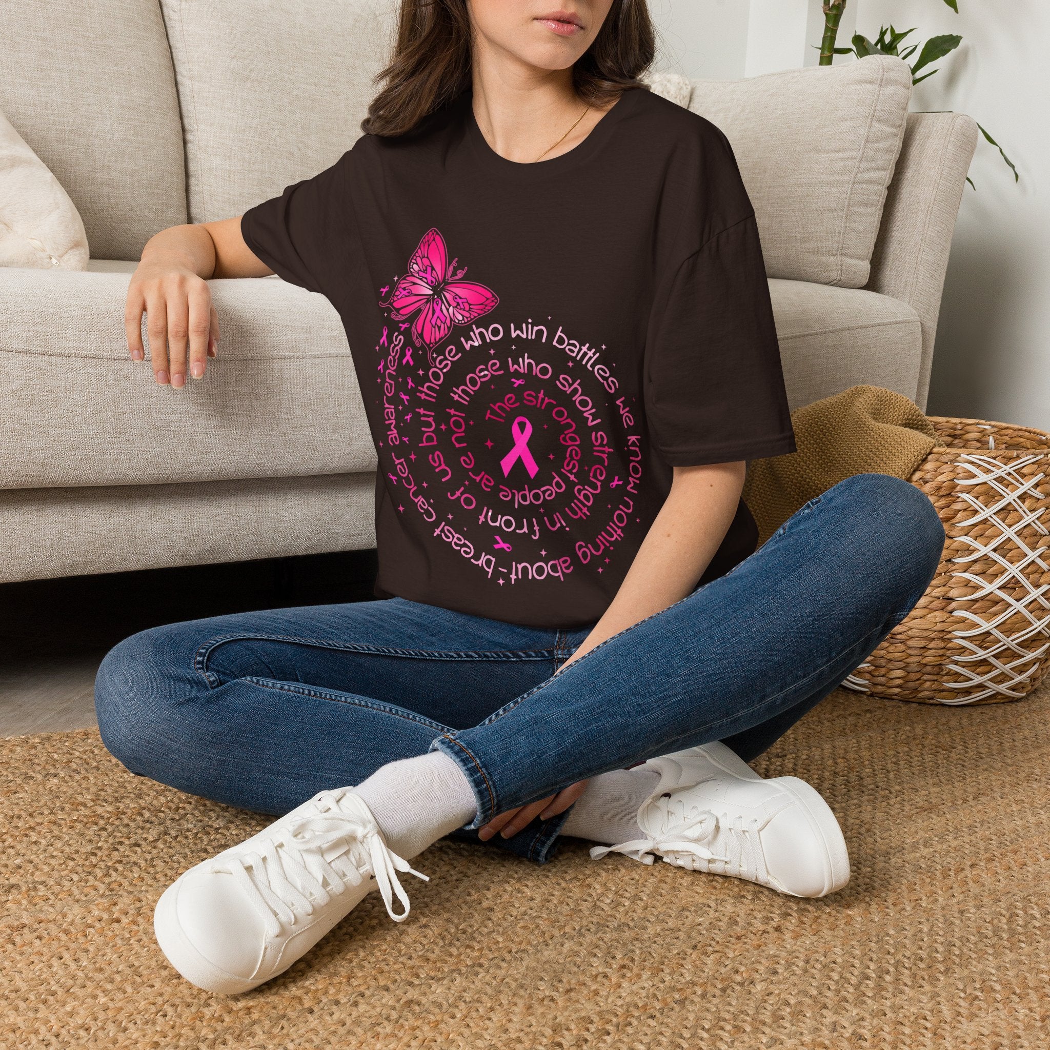Breast Cancer Awareness Butterfly T-Shirt — Pink Ribbon Survivor Support Tee