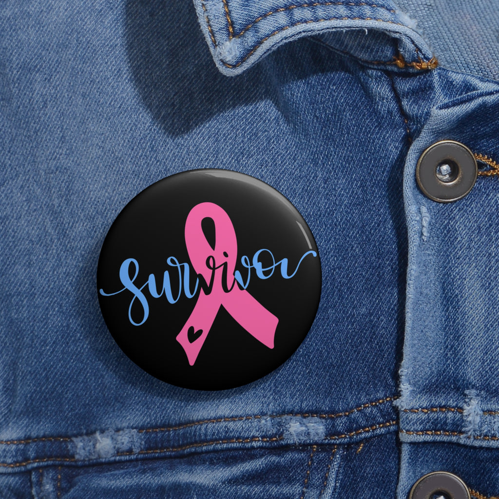 Survivor Pink Ribbon Pin Button — Breast Cancer Awareness Lapel Pin
