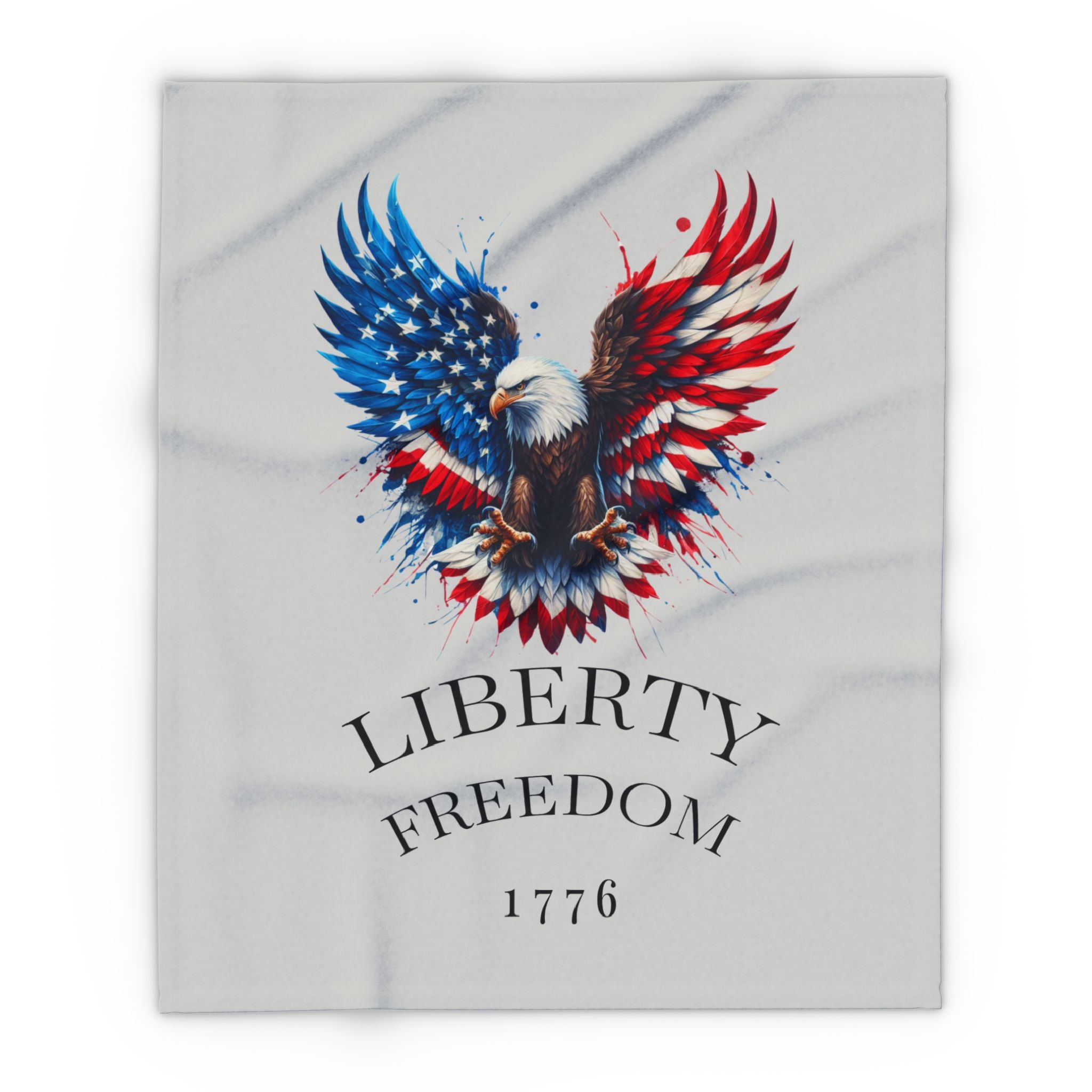 Liberty Freedom 1776 Arctic Fleece Blanket — American Flag Bald Eagle Throw