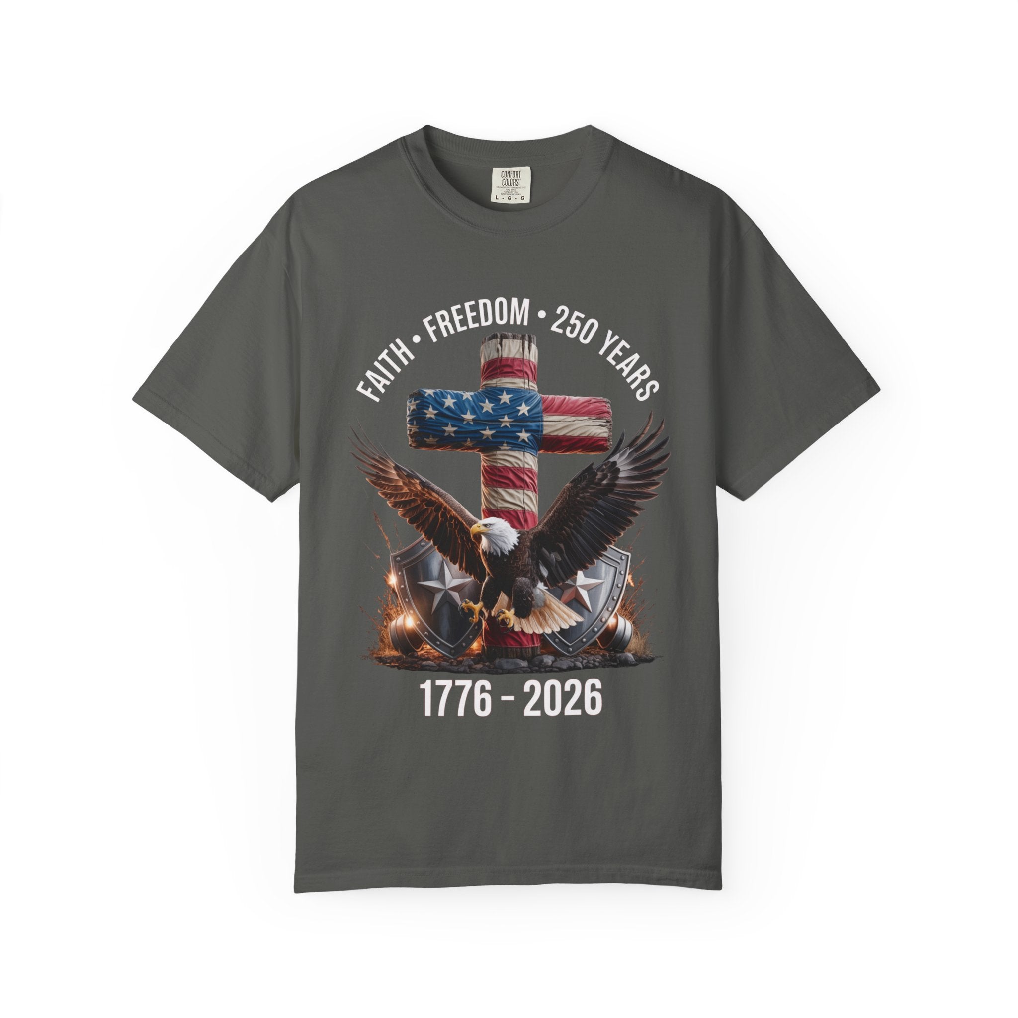 Unisex Garment-Dyed T-shirt Faith Freedom America USA Patriotic