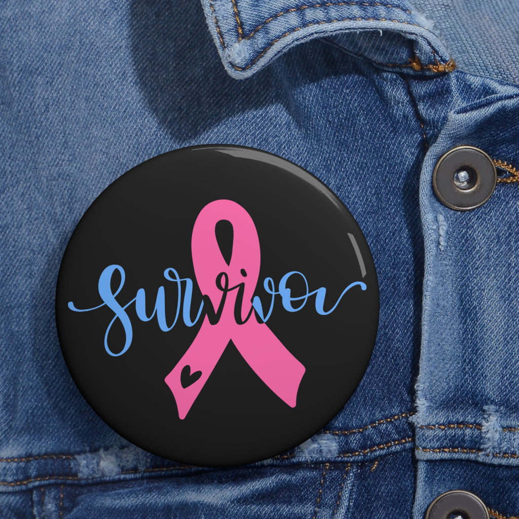 Survivor Pink Ribbon Pin Button — Breast Cancer Awareness Lapel Pin
