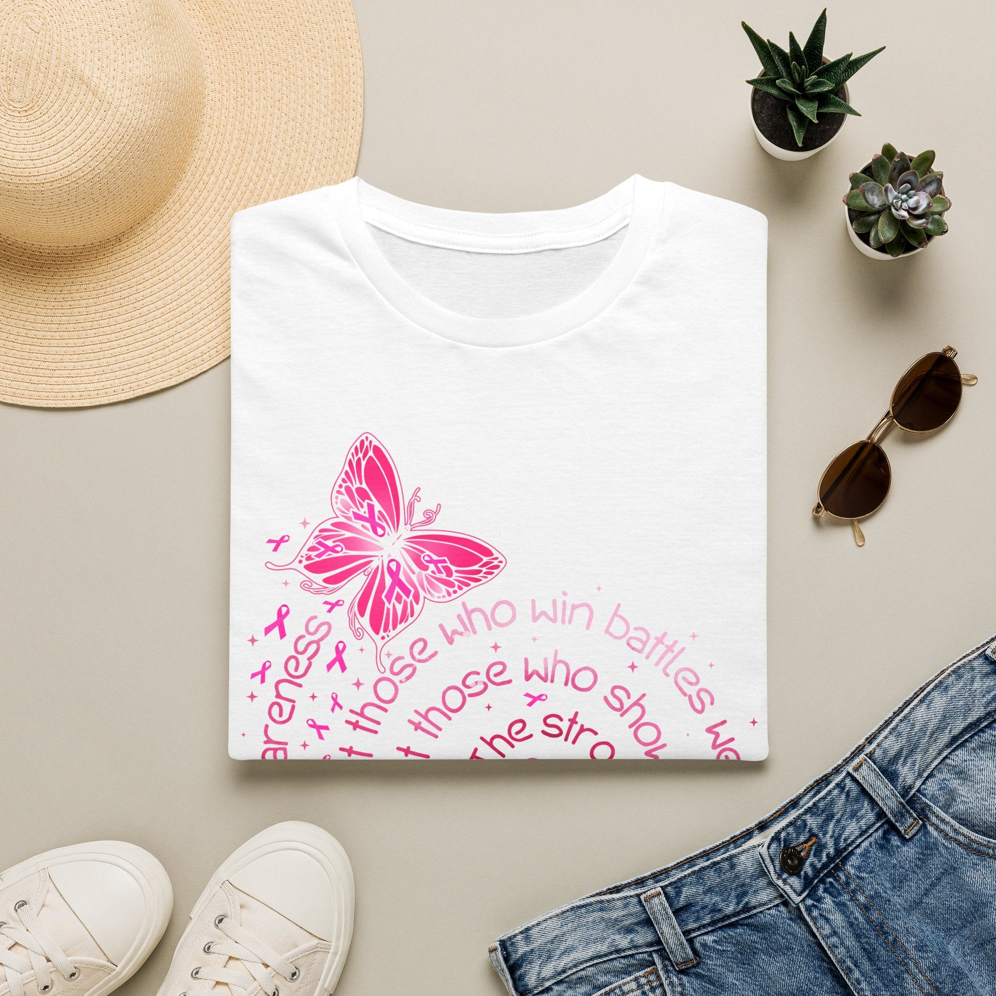 Breast Cancer Awareness Butterfly T-Shirt — Pink Ribbon Survivor Support Tee