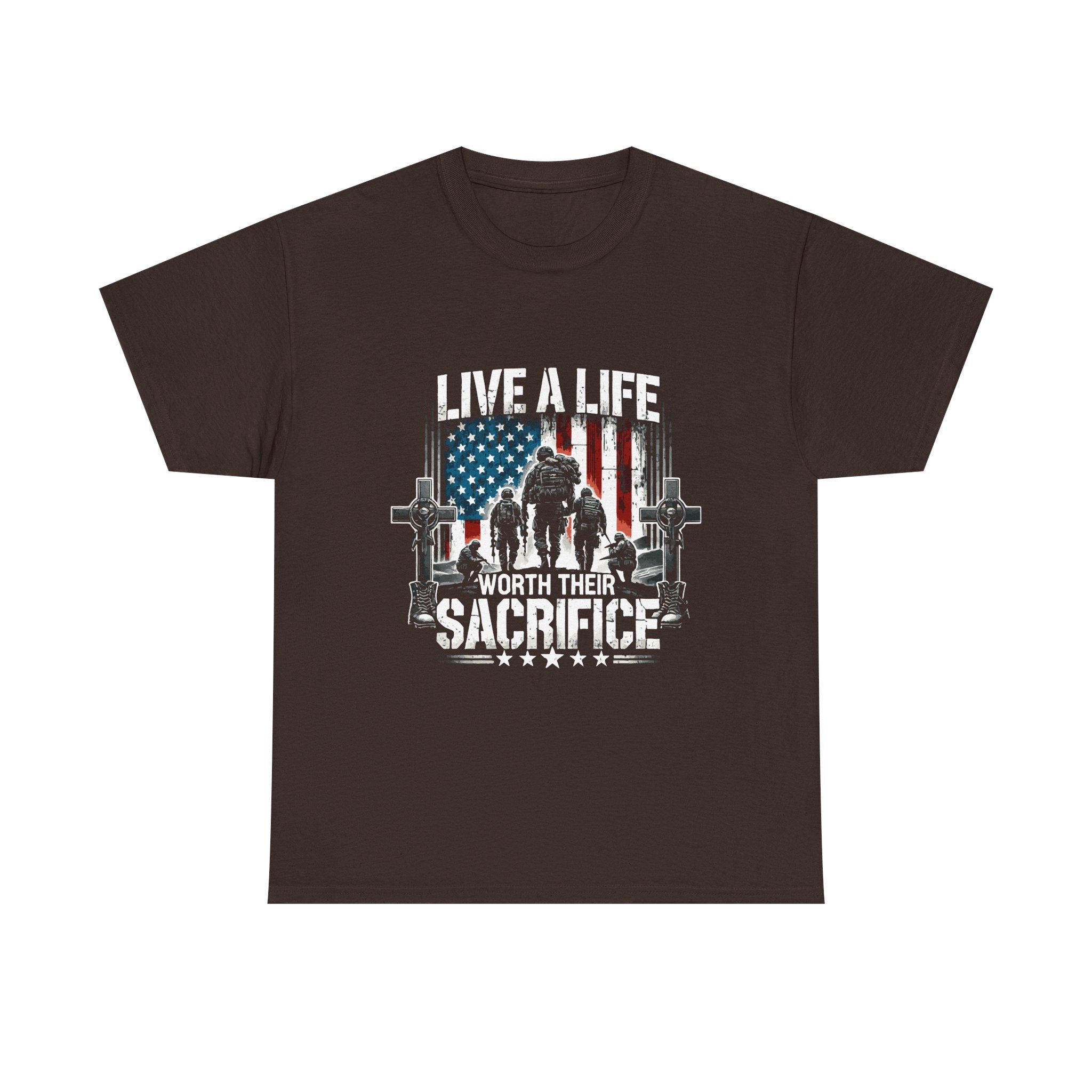 Veteran Tribute T-Shirt — "Live a Life Worth Their Sacrifice" Patriotic Tee