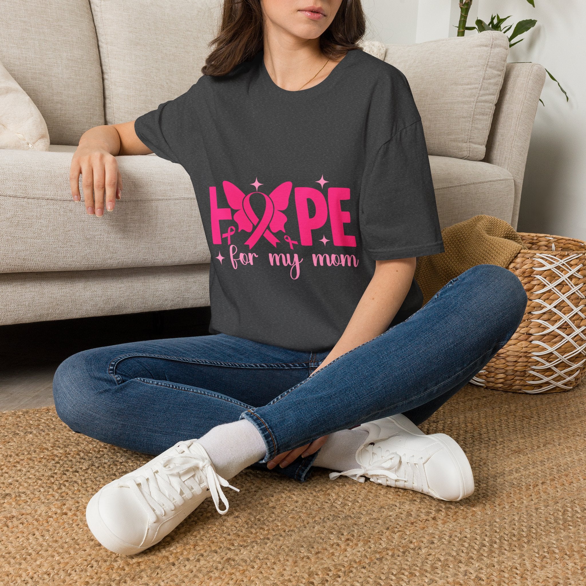 Hope Butterfly Breast Cancer Awareness T-Shirt — “Hope for my mom” Pink Ribbon Tee