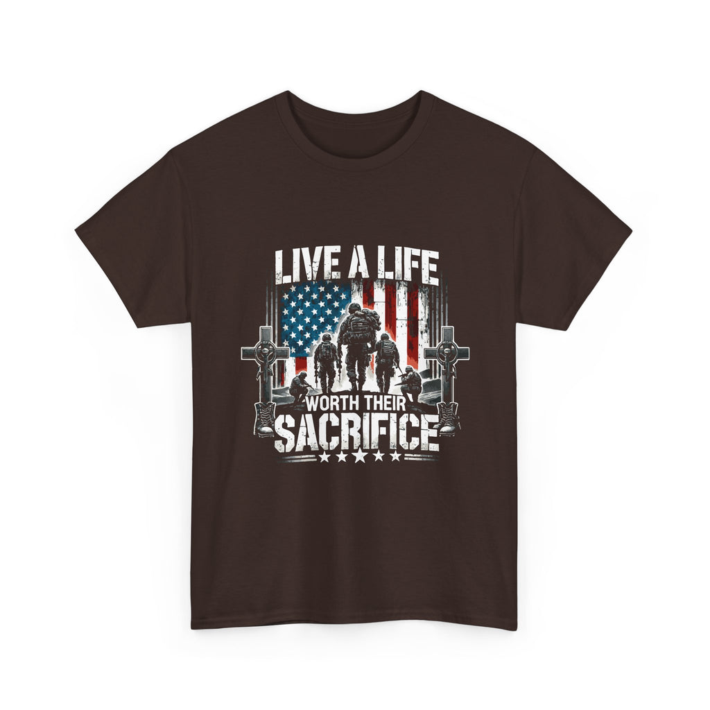 Veteran Tribute T-Shirt — "Live a Life Worth Their Sacrifice" Patriotic Tee