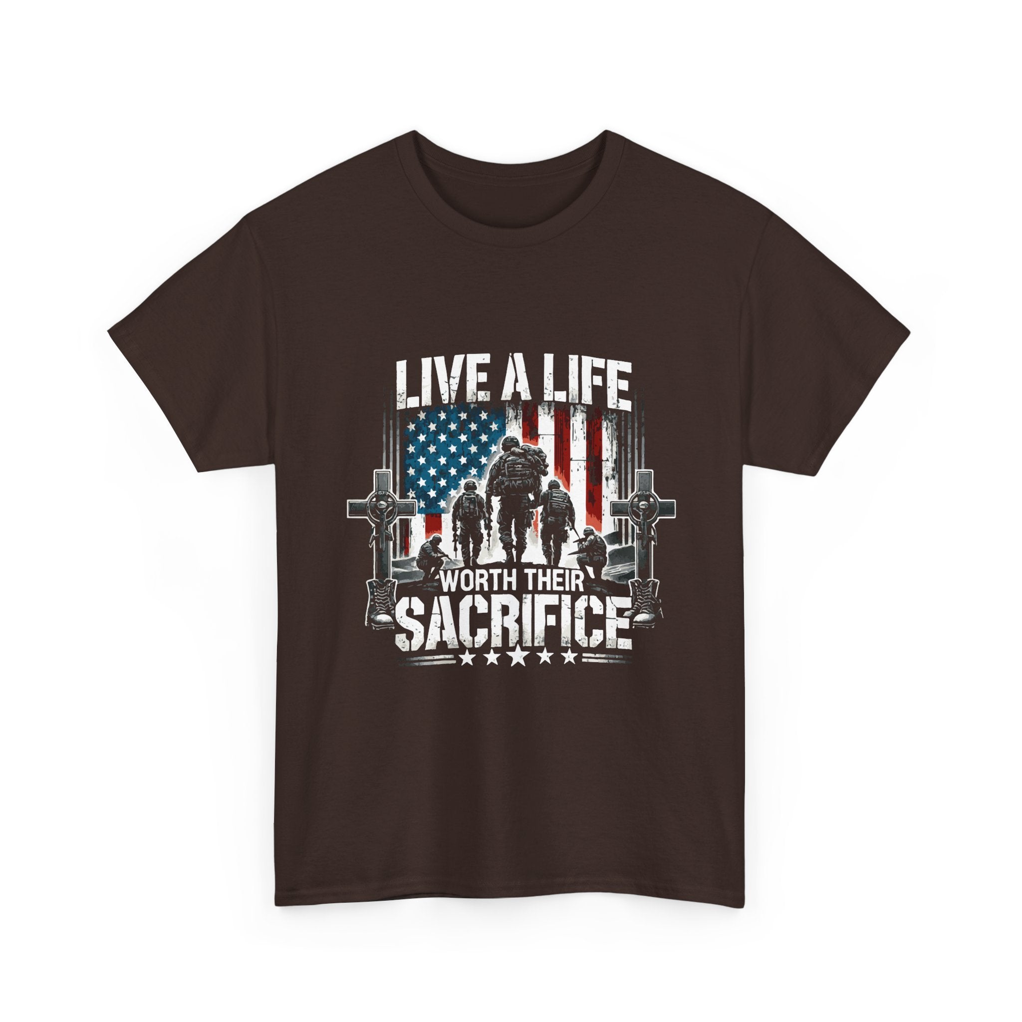 Veteran Tribute T-Shirt — "Live a Life Worth Their Sacrifice" Patriotic Tee
