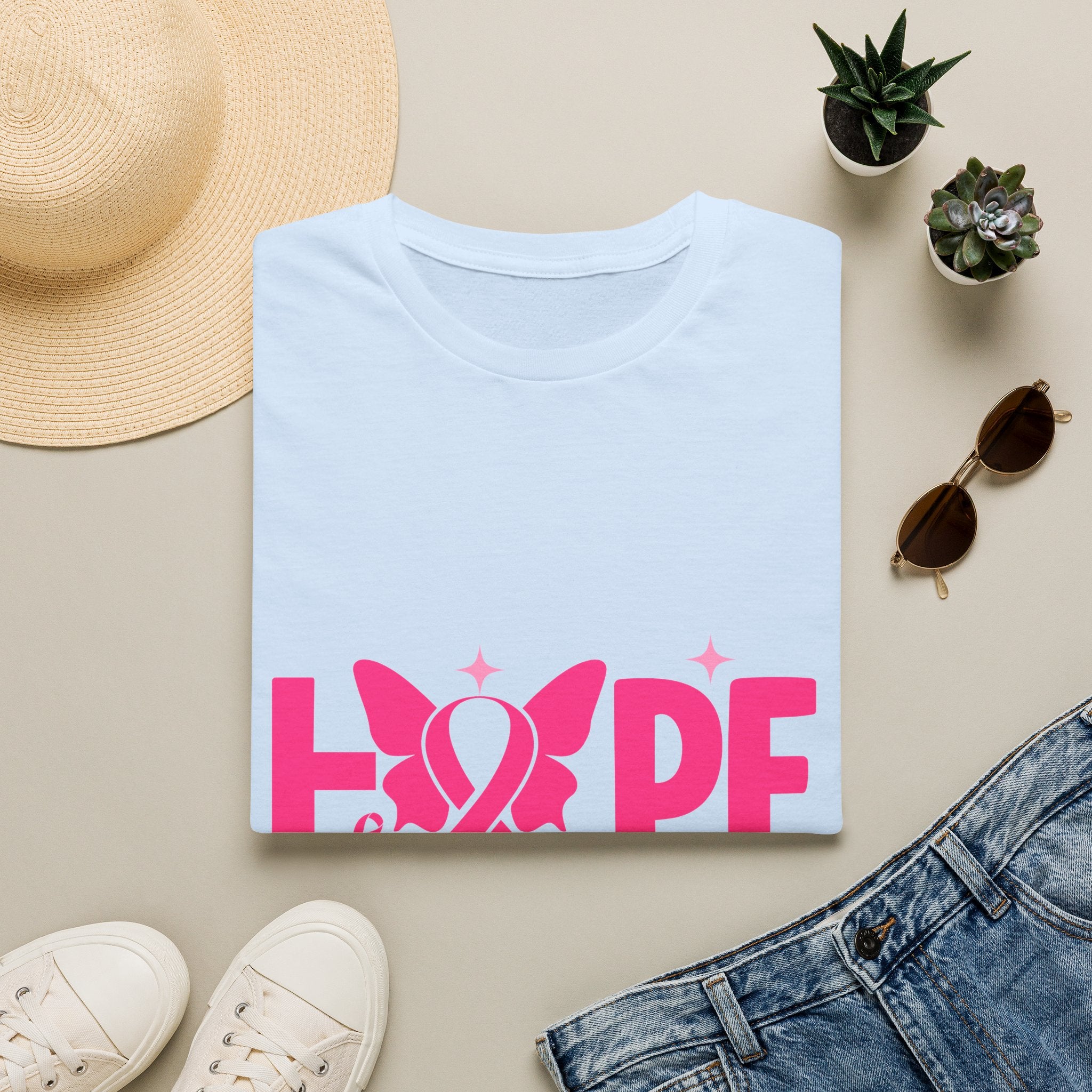 Hope Butterfly Breast Cancer Awareness T-Shirt — “Hope for my mom” Pink Ribbon Tee