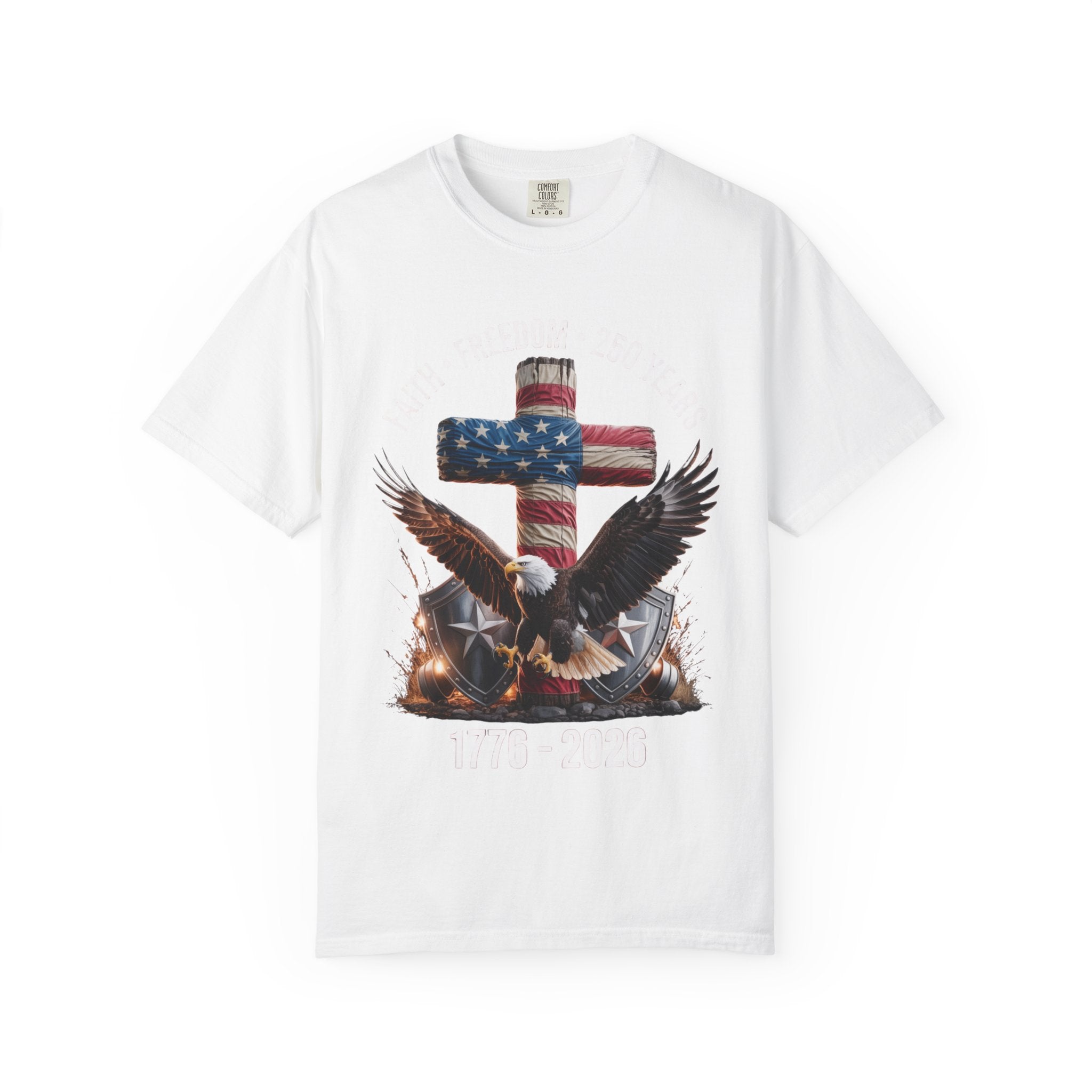 Unisex Garment-Dyed T-shirt Faith Freedom America USA Patriotic