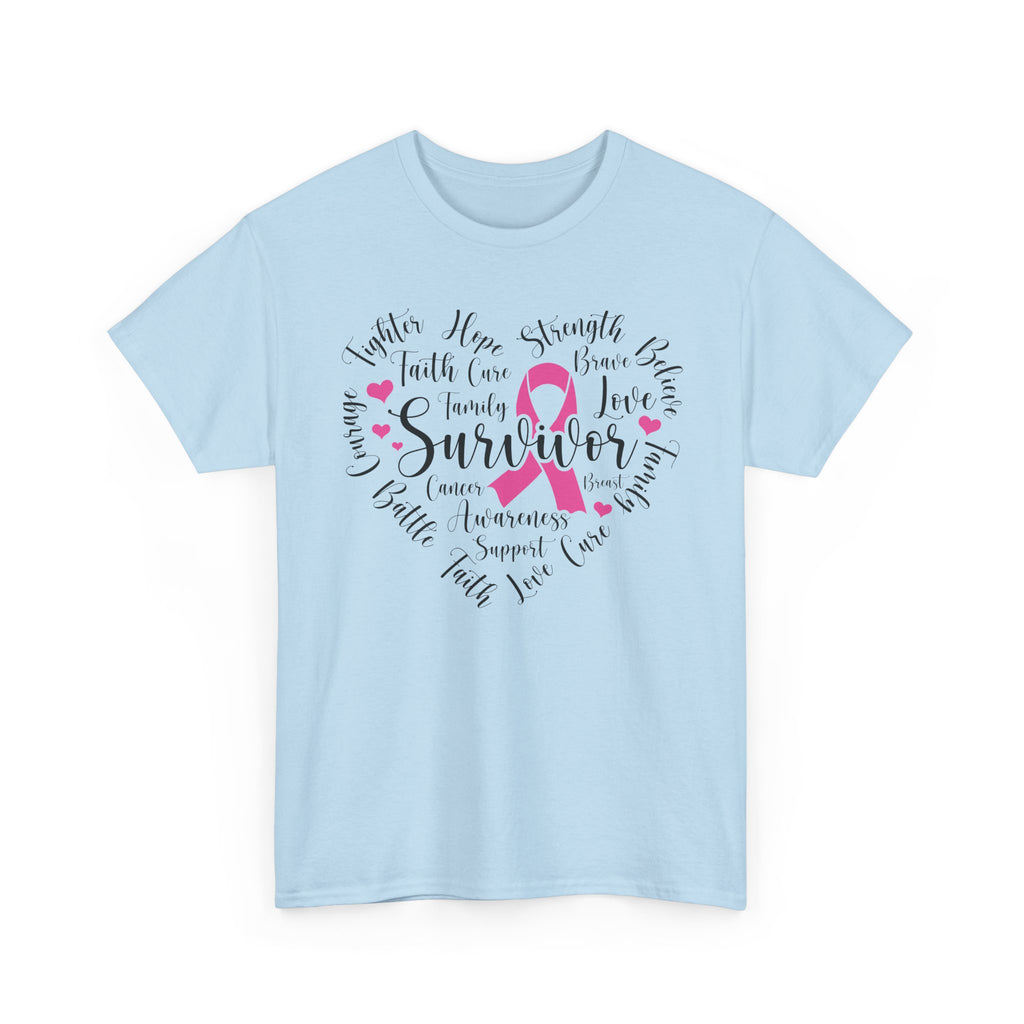 Breast Cancer Survivor Heart T-Shirt – Pink Ribbon Strength Tee