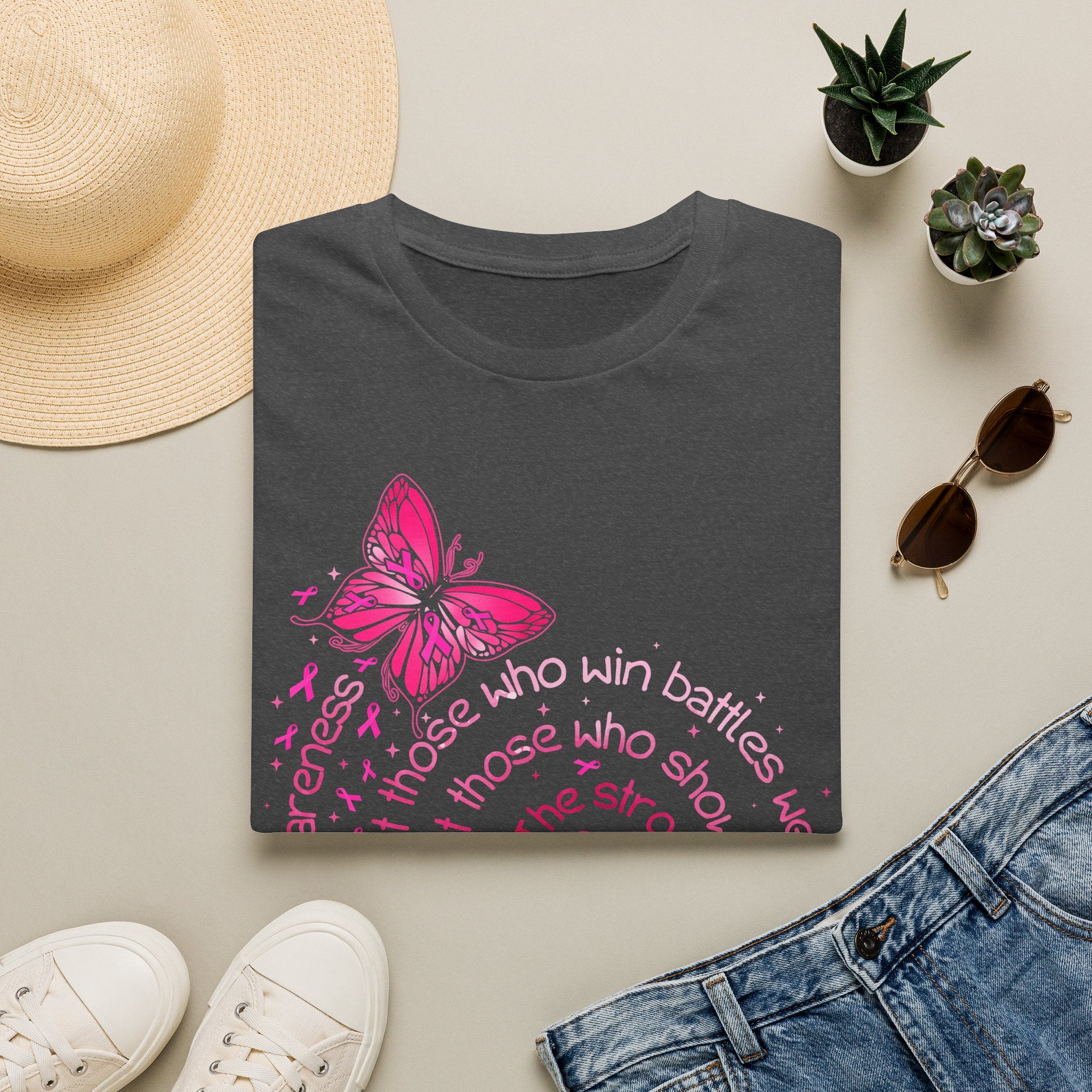 Breast Cancer Awareness Butterfly T-Shirt — Pink Ribbon Survivor Support Tee