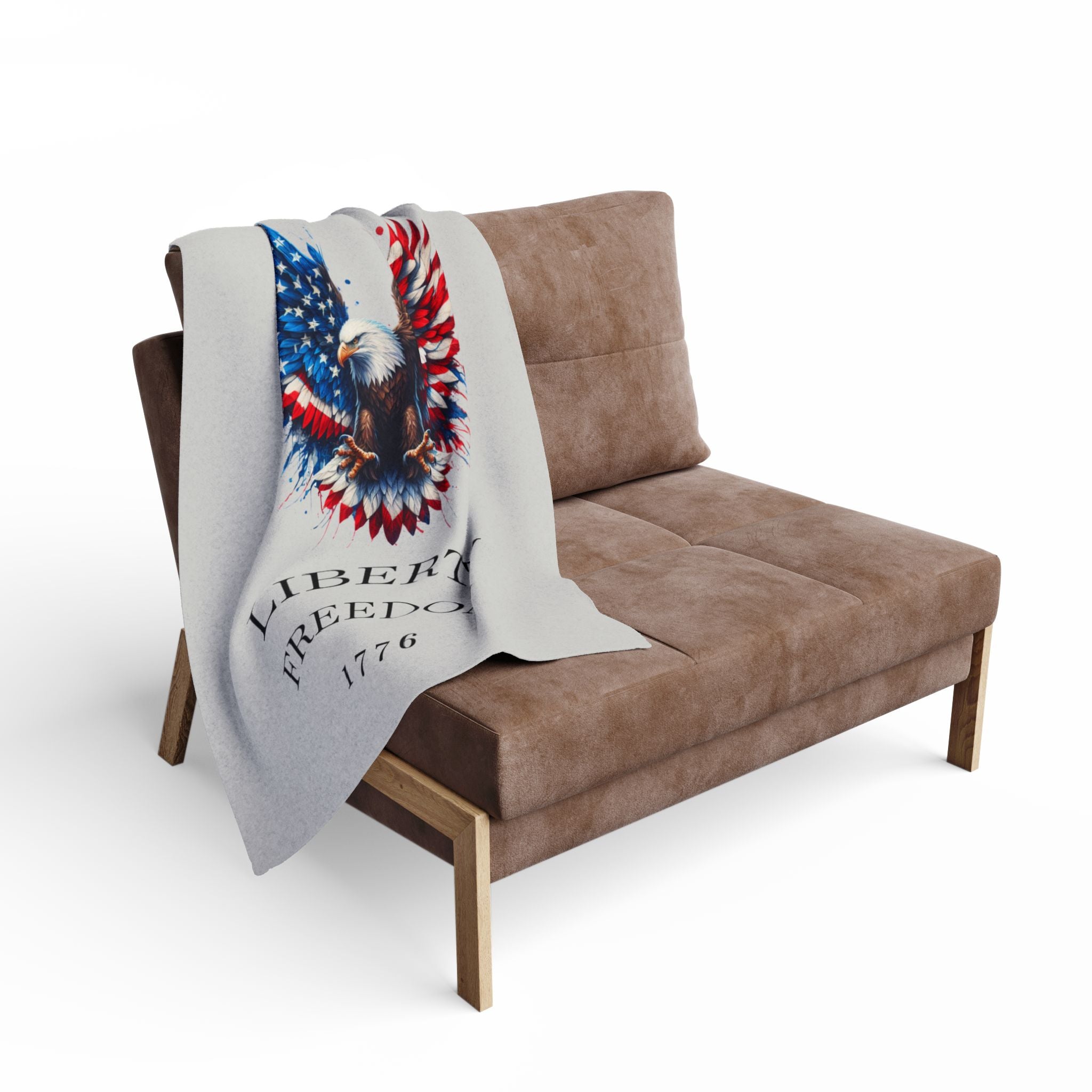 Liberty Freedom 1776 Arctic Fleece Blanket — American Flag Bald Eagle Throw