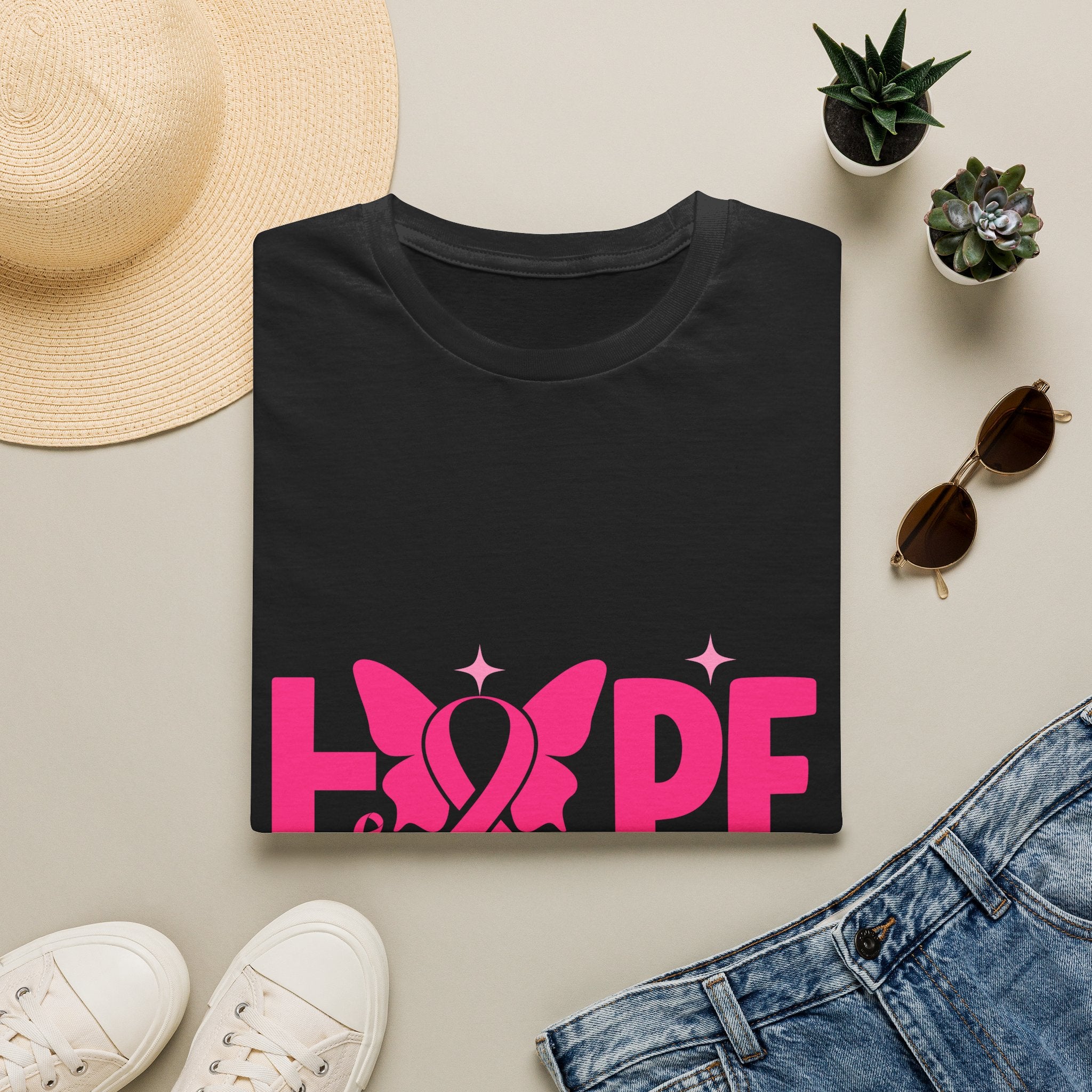 Hope Butterfly Breast Cancer Awareness T-Shirt — “Hope for my mom” Pink Ribbon Tee