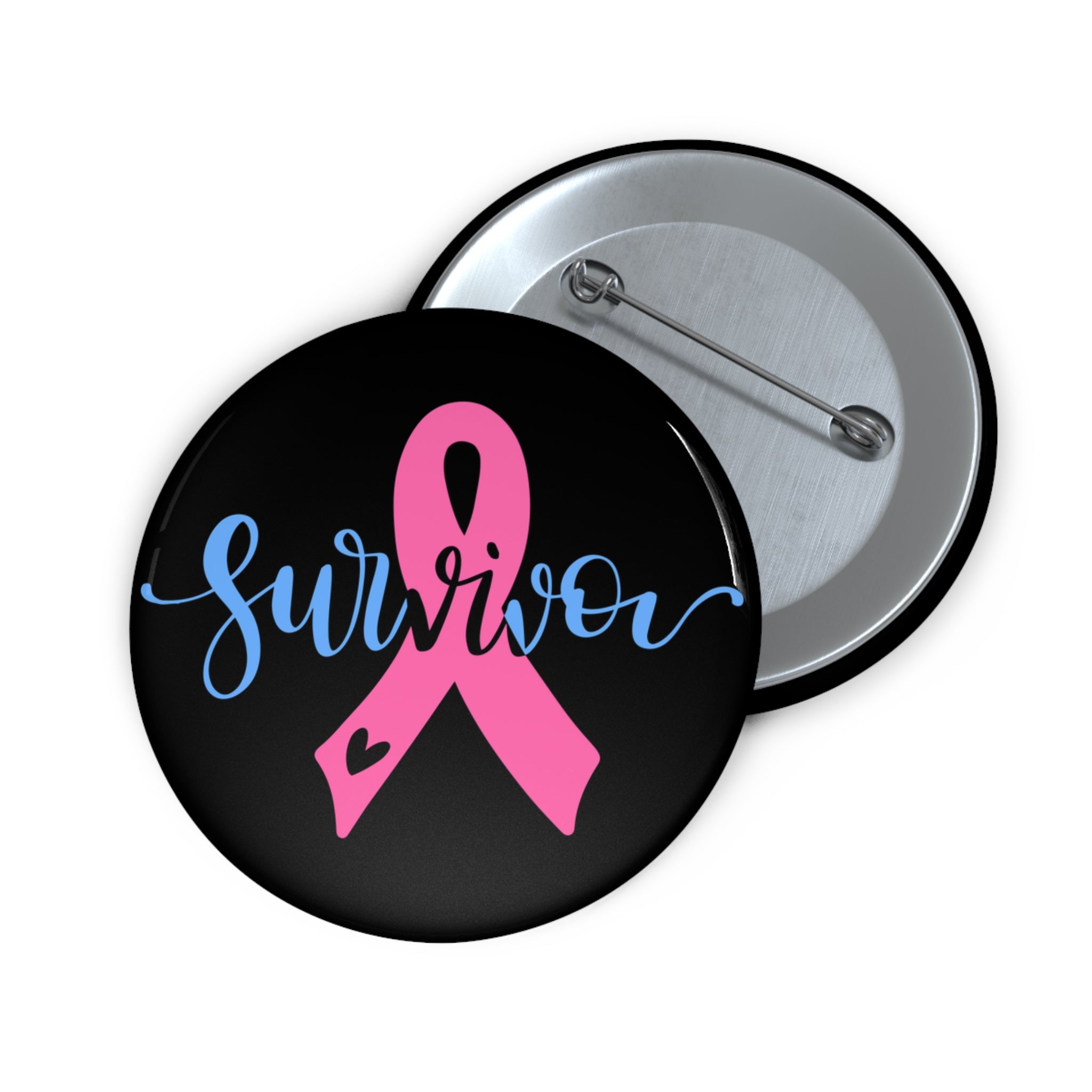 Survivor Pink Ribbon Pin Button — Breast Cancer Awareness Lapel Pin