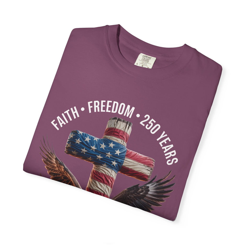 Unisex Garment-Dyed T-shirt Faith Freedom America USA Patriotic
