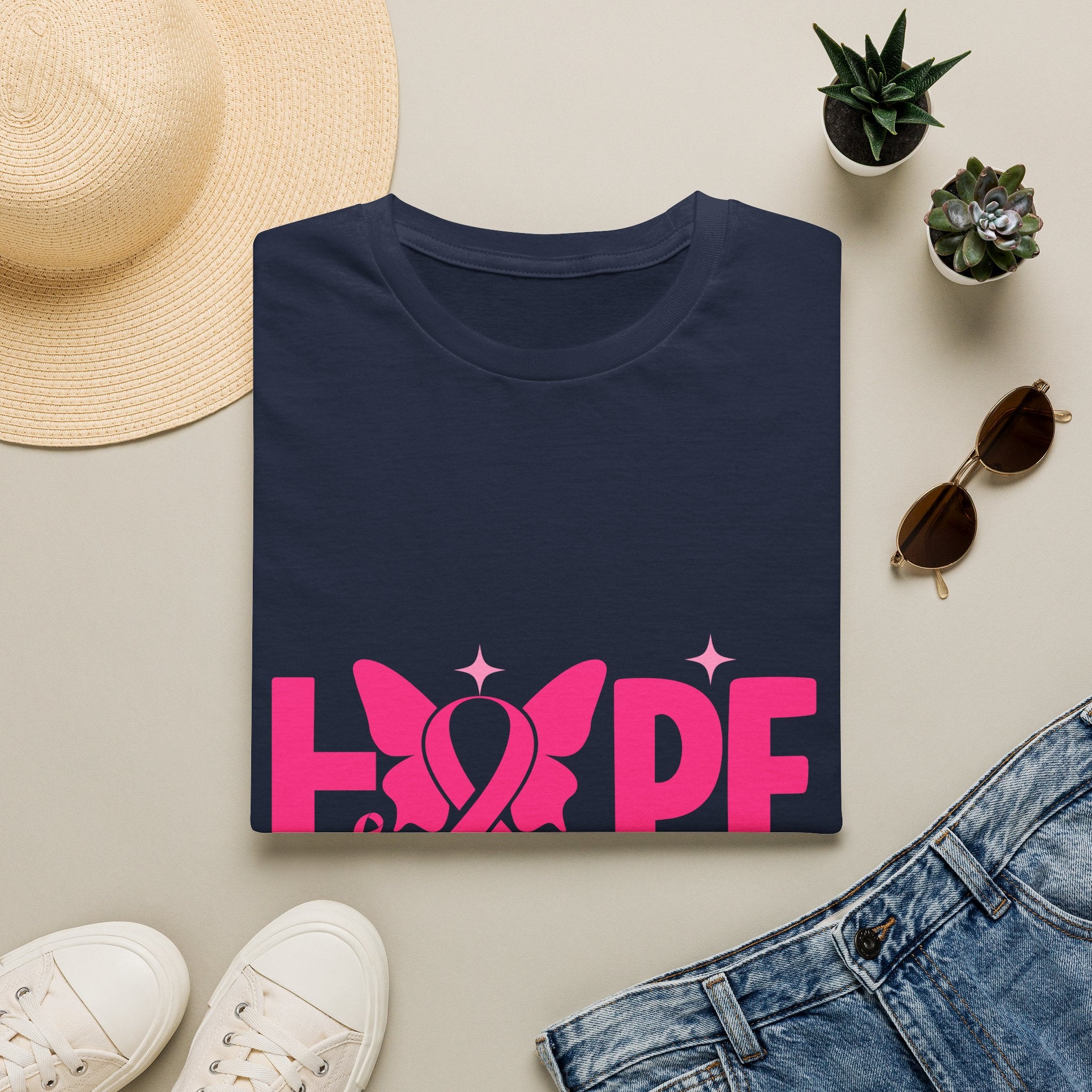 Hope Butterfly Breast Cancer Awareness T-Shirt — “Hope for my mom” Pink Ribbon Tee