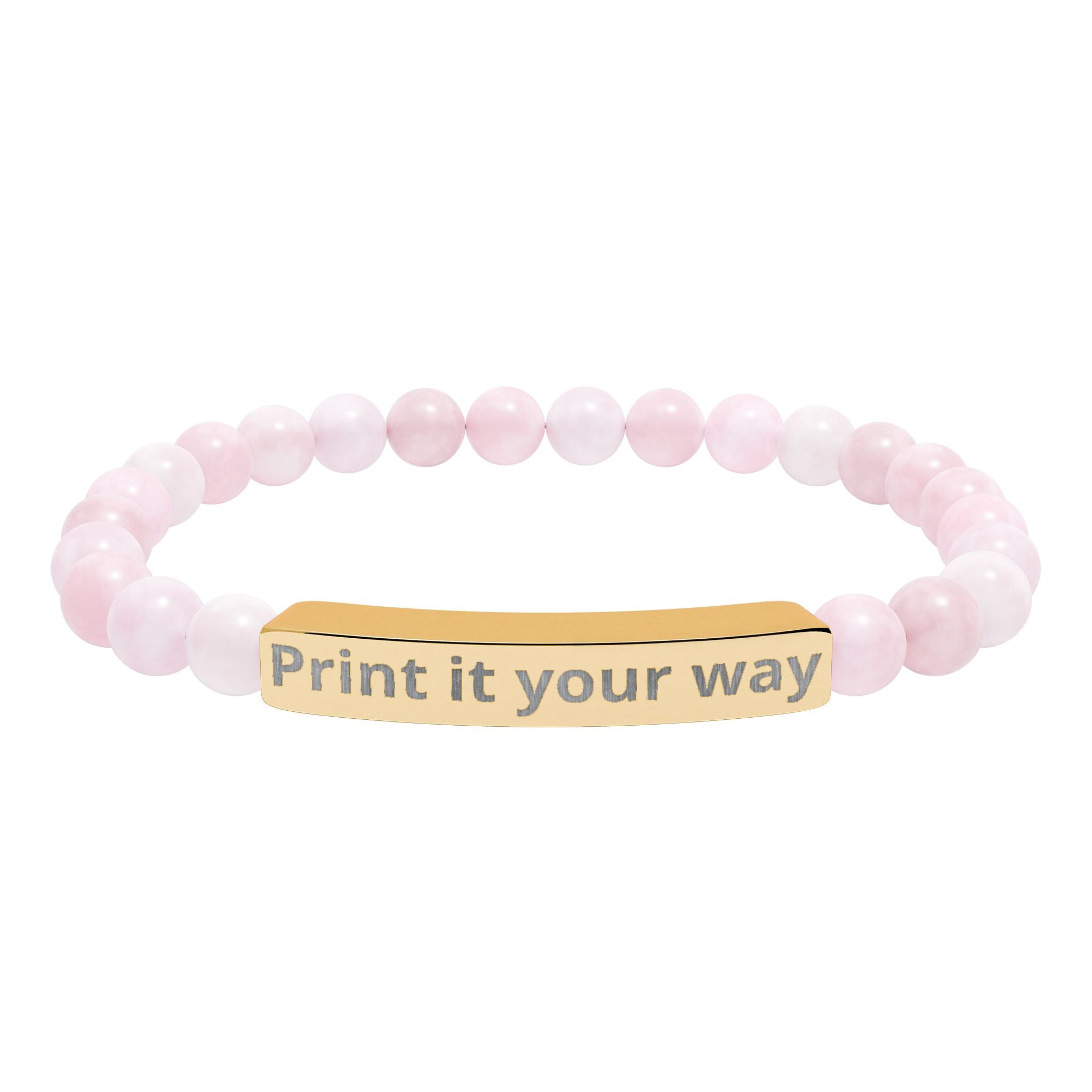 Engravable Natural Stone Stretch Bracelet — Customizable Bar Bead Bracelet